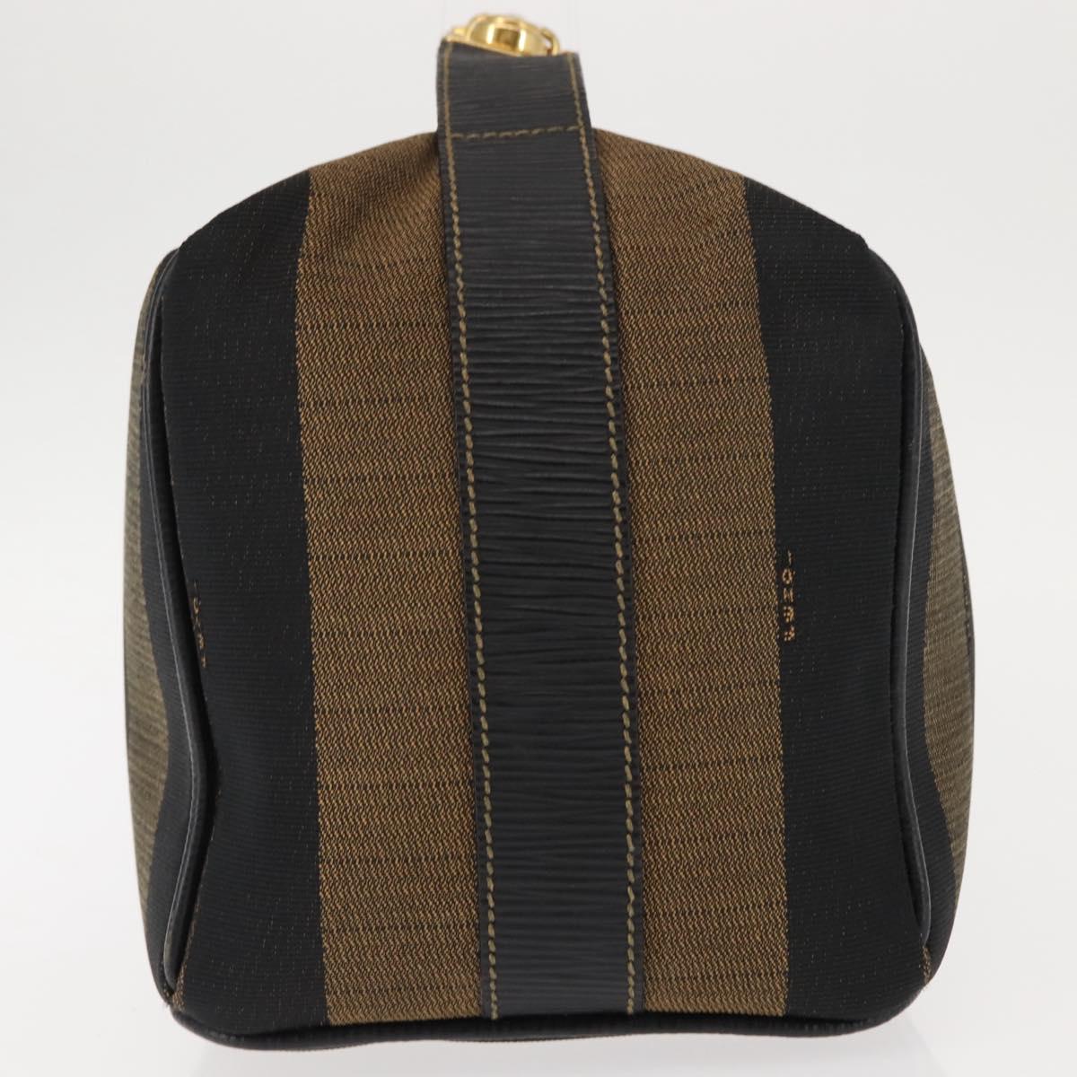 FENDI Pecan Canvas Vanity Pouch PVC Black Brown Auth 143498