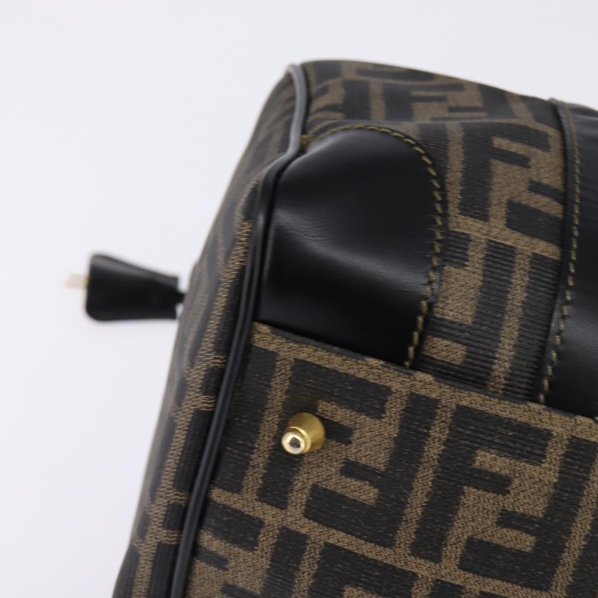 FENDI Zucca Canvas Boston Bag PVC Black Brown Auth 143499