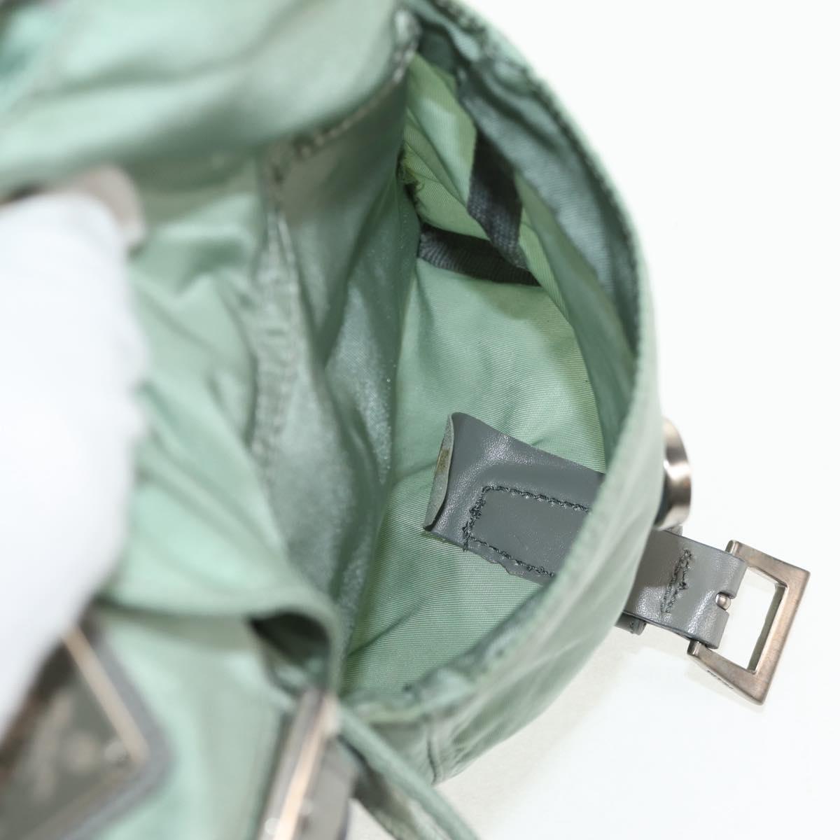 PRADA Backpack Nylon Green Silver Auth 143502