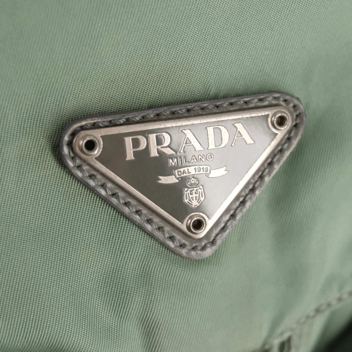 PRADA Backpack Nylon Green Silver Auth 143502