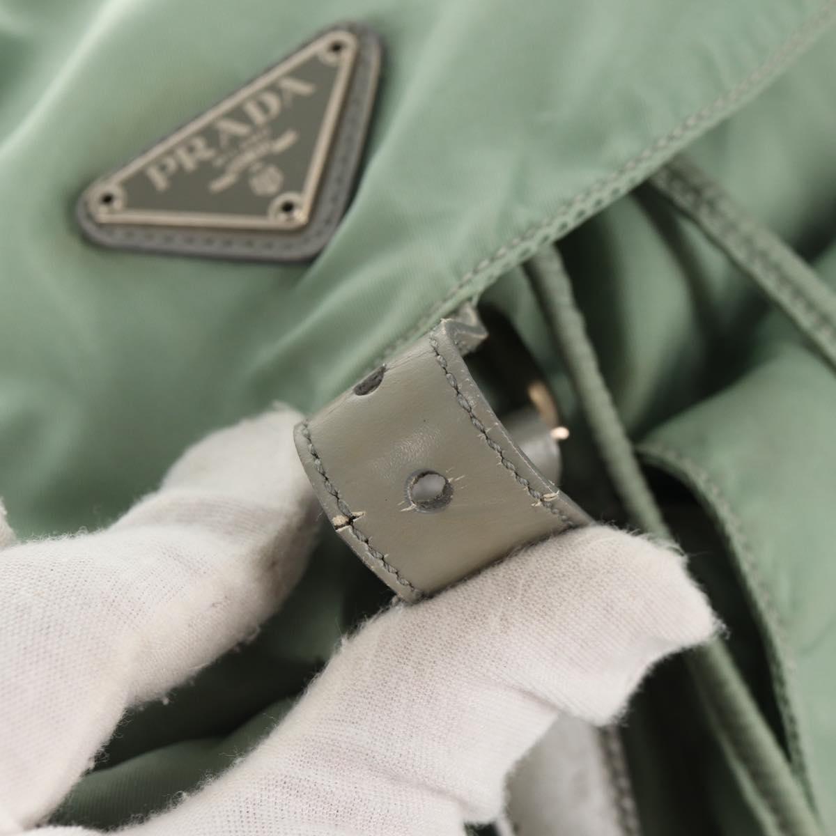 PRADA Backpack Nylon Green Silver Auth 143502