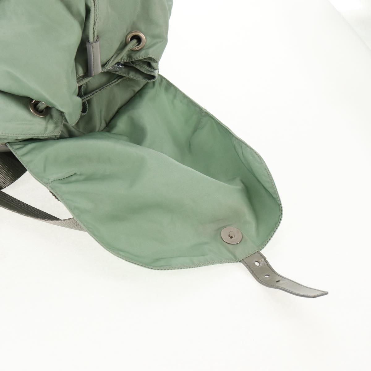 PRADA Backpack Nylon Green Silver Auth 143502