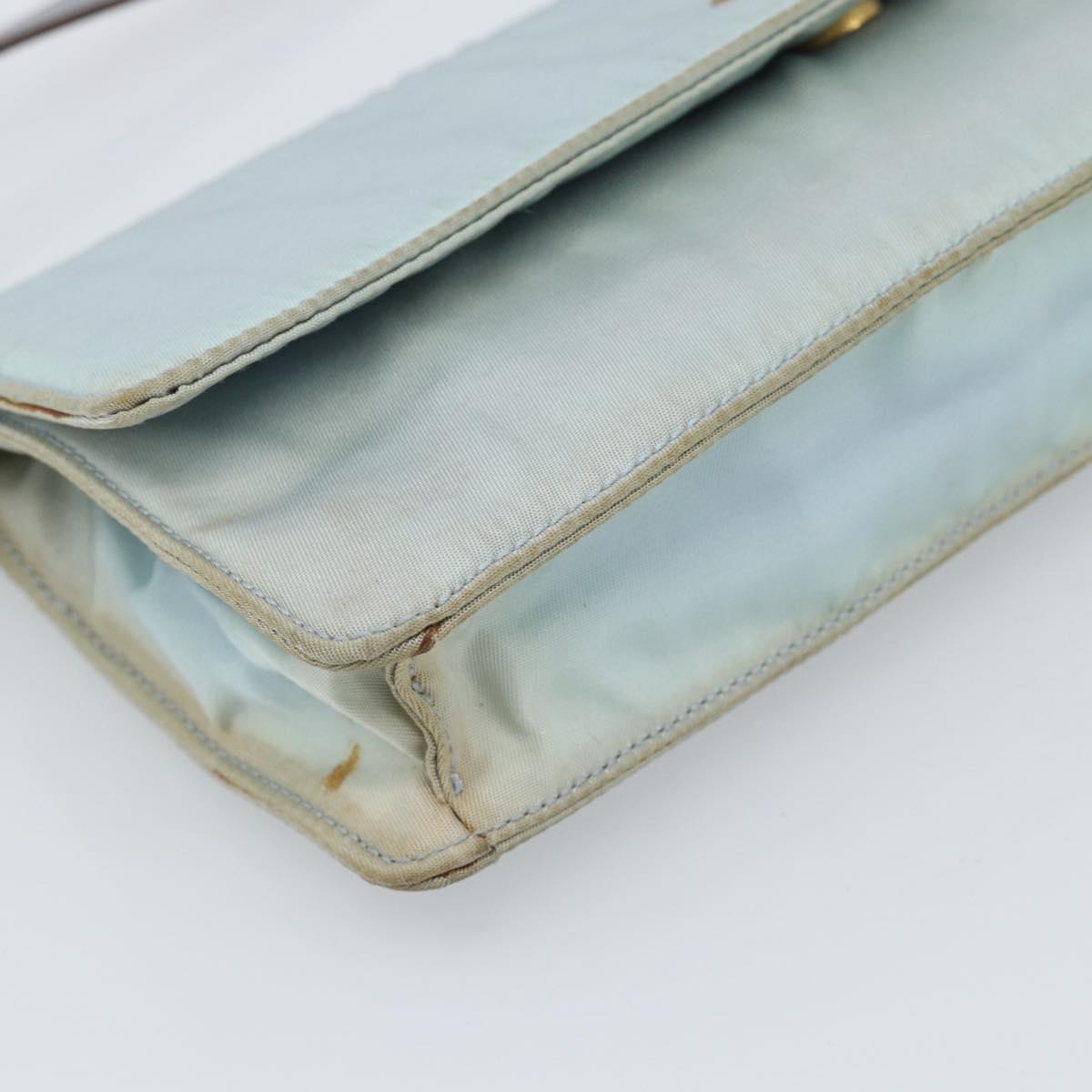 PRADA Shoulder Bag Nylon Light Blue Gold Auth 143505
