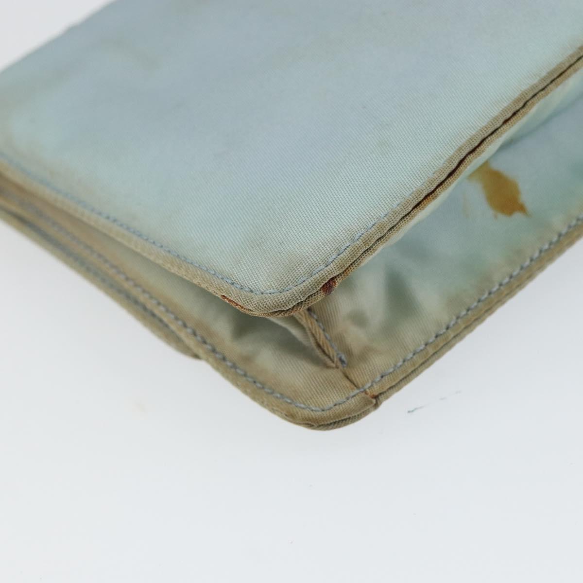 PRADA Shoulder Bag Nylon Light Blue Gold Auth 143505