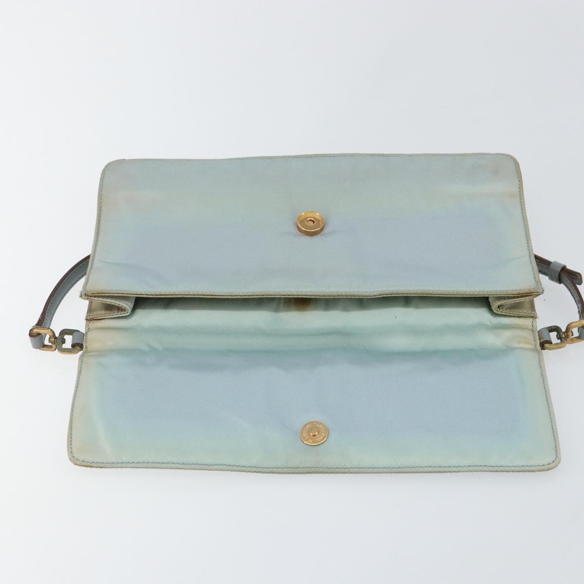 PRADA Shoulder Bag Nylon Light Blue Gold Auth 143505