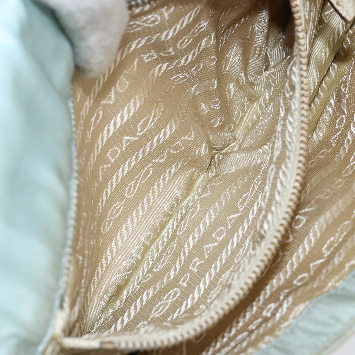 PRADA Shoulder Bag Nylon Light Blue Gold Auth 143505