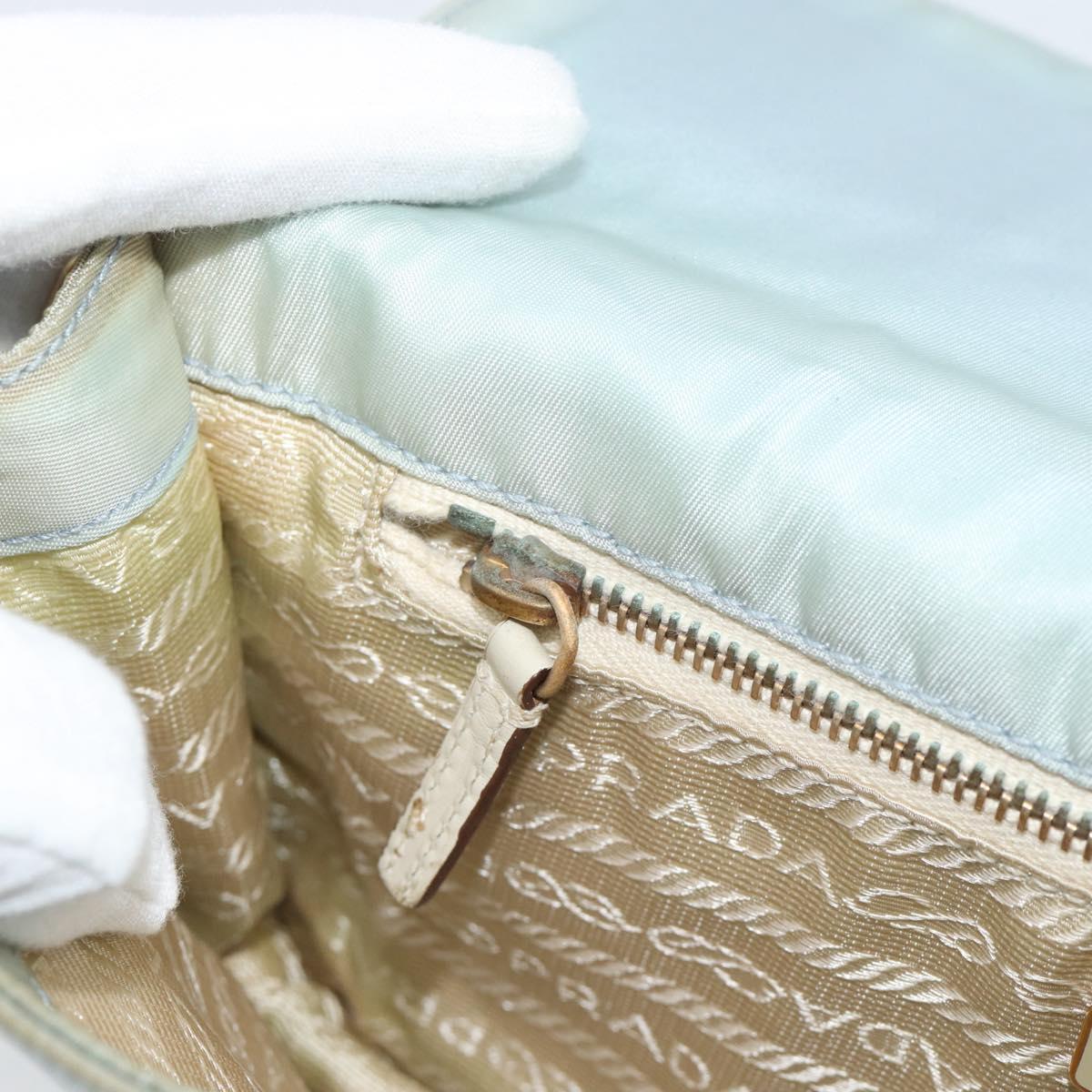 PRADA Shoulder Bag Nylon Light Blue Gold Auth 143505