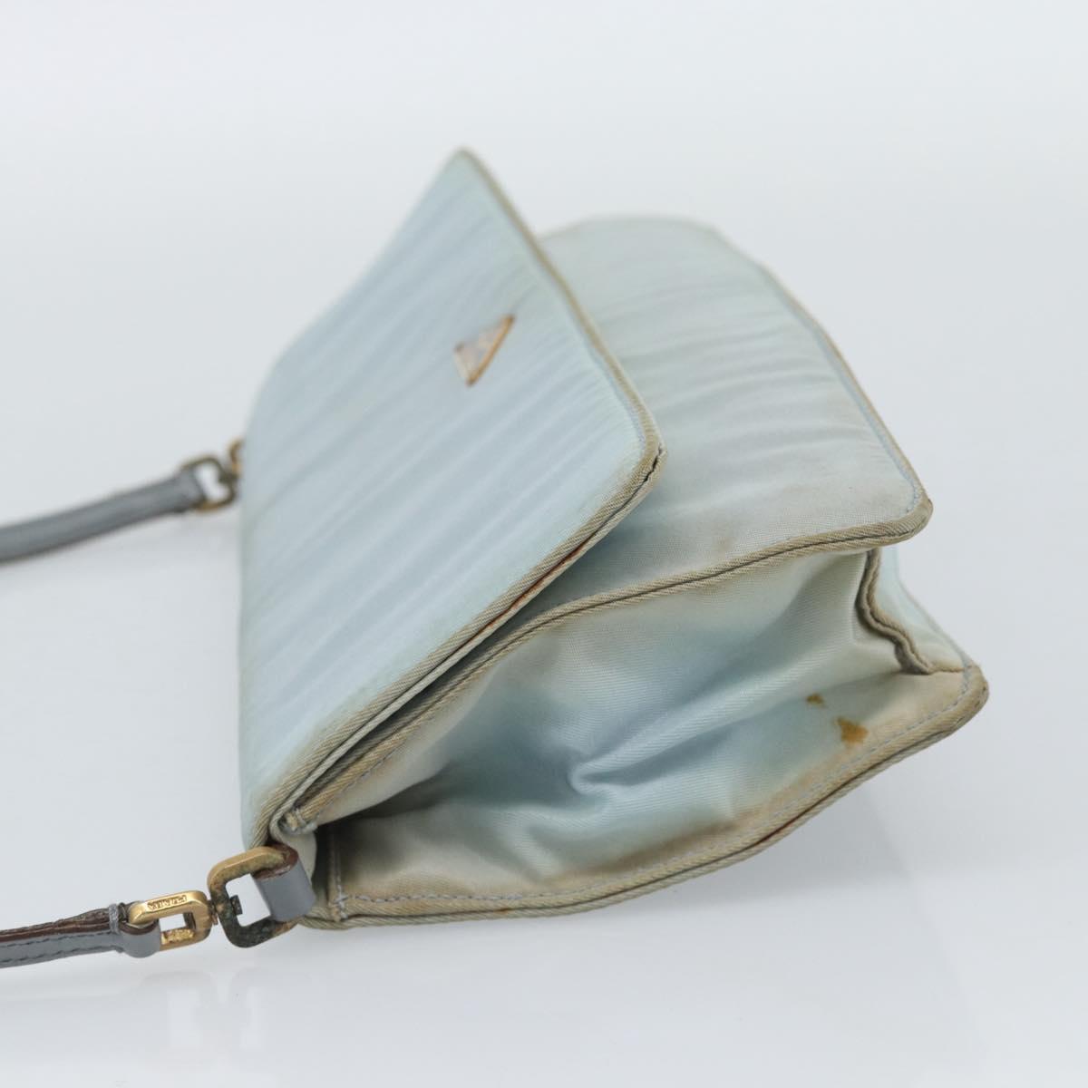 PRADA Shoulder Bag Nylon Light Blue Gold Auth 143505