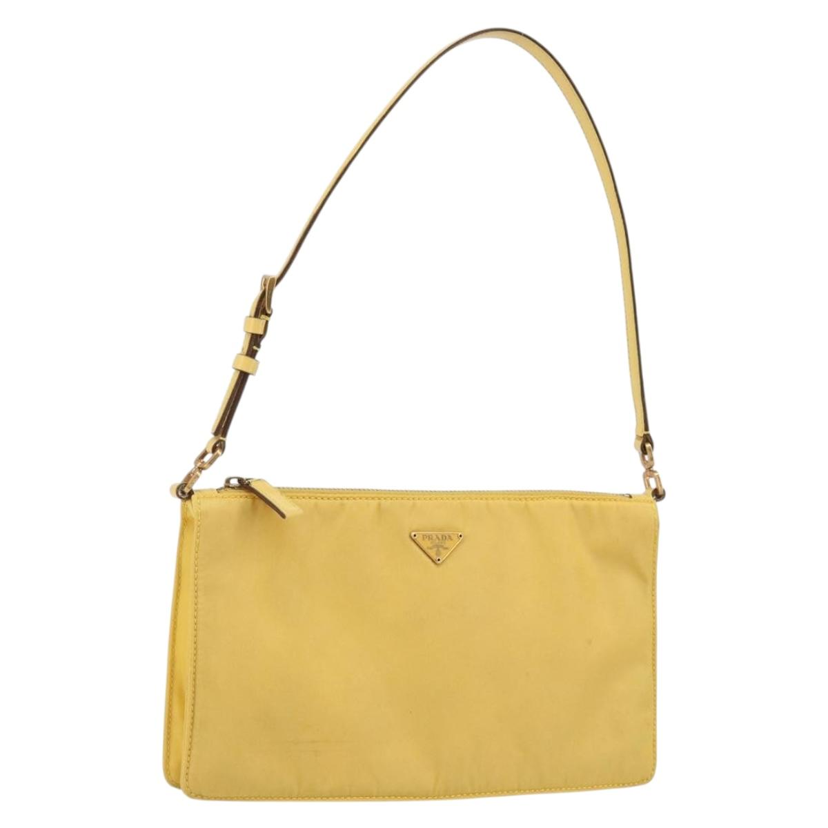 PRADA Shoulder Bag Nylon Yellow Gold Auth 143506
