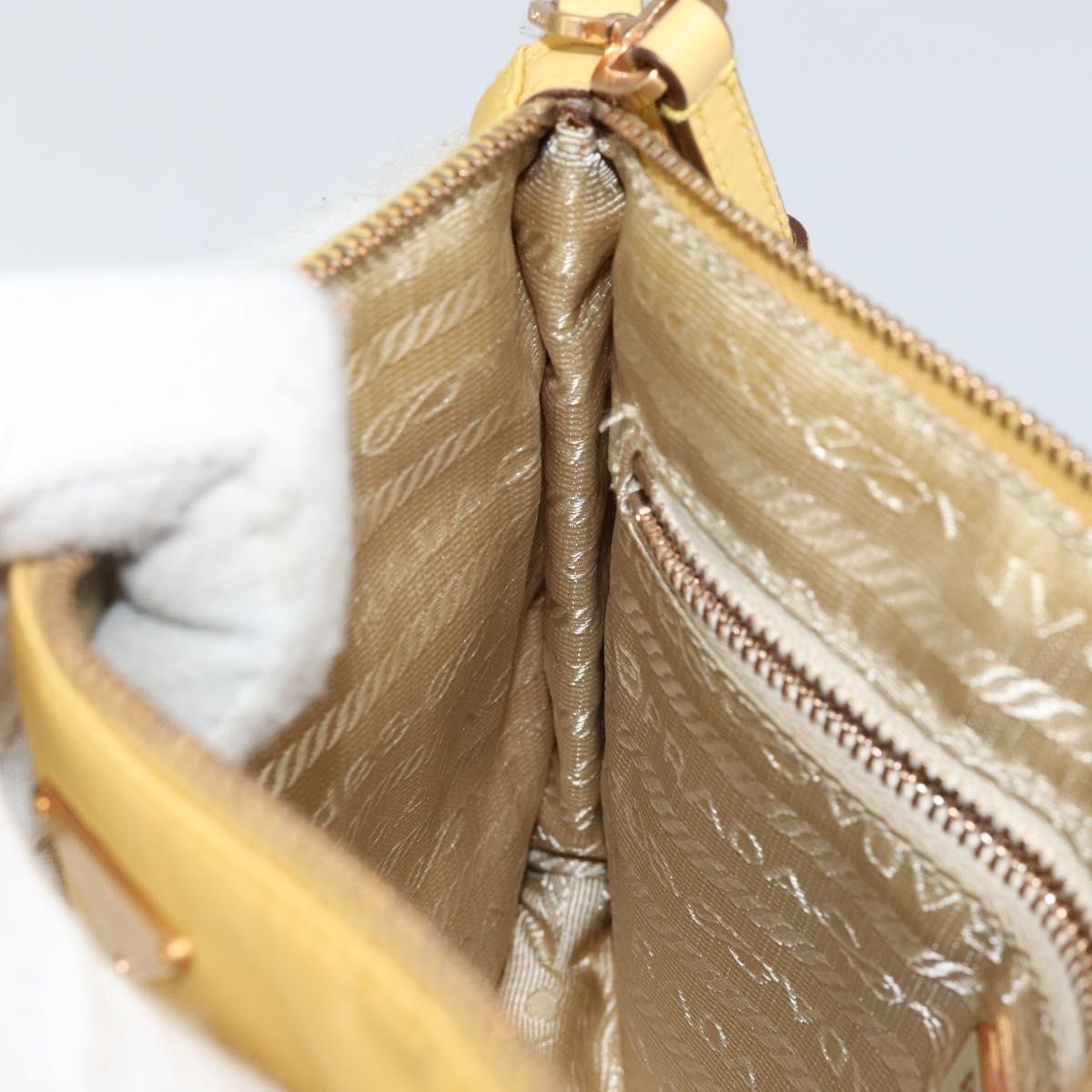 PRADA Shoulder Bag Nylon Yellow Gold Auth 143506