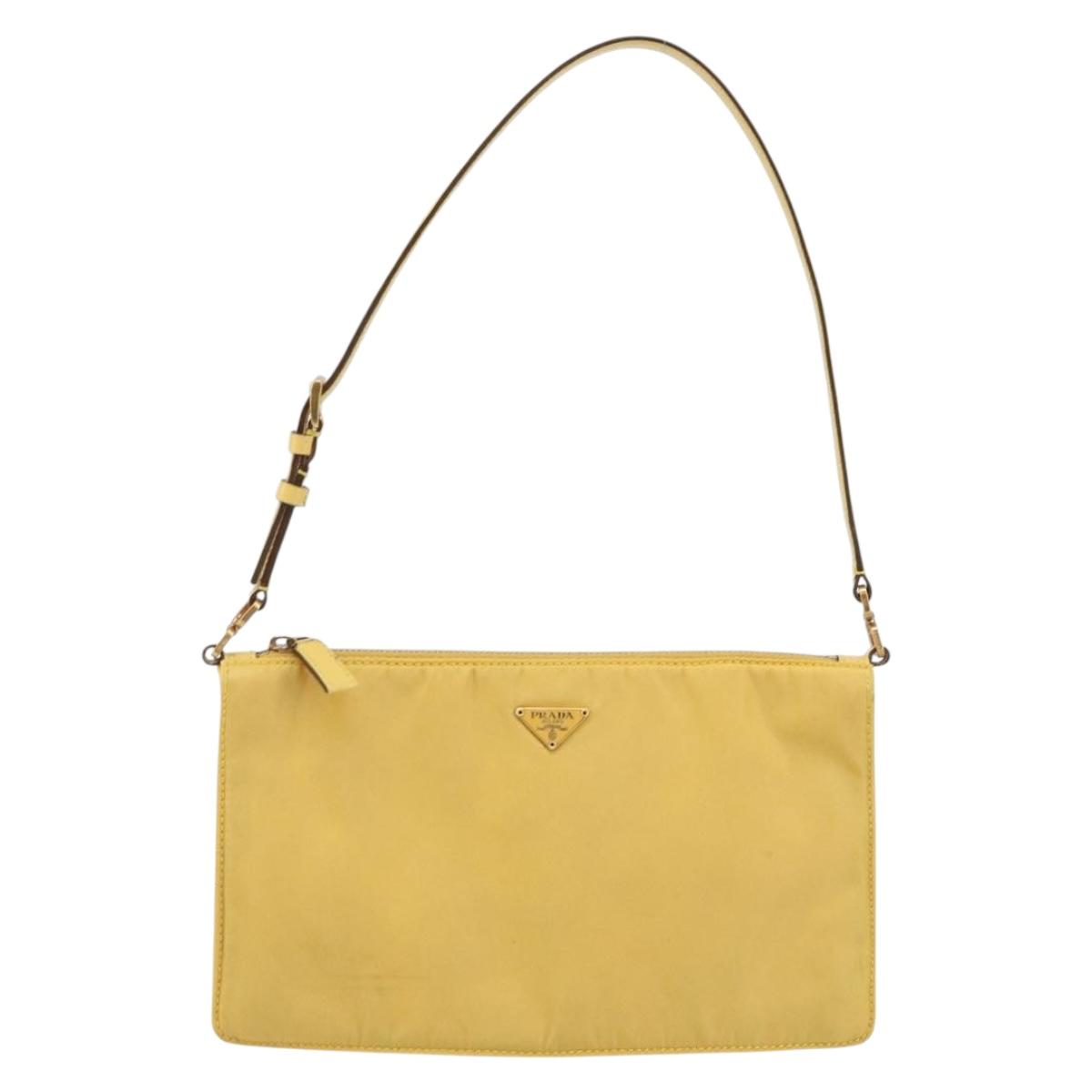 PRADA Shoulder Bag Nylon Yellow Gold Auth 143506