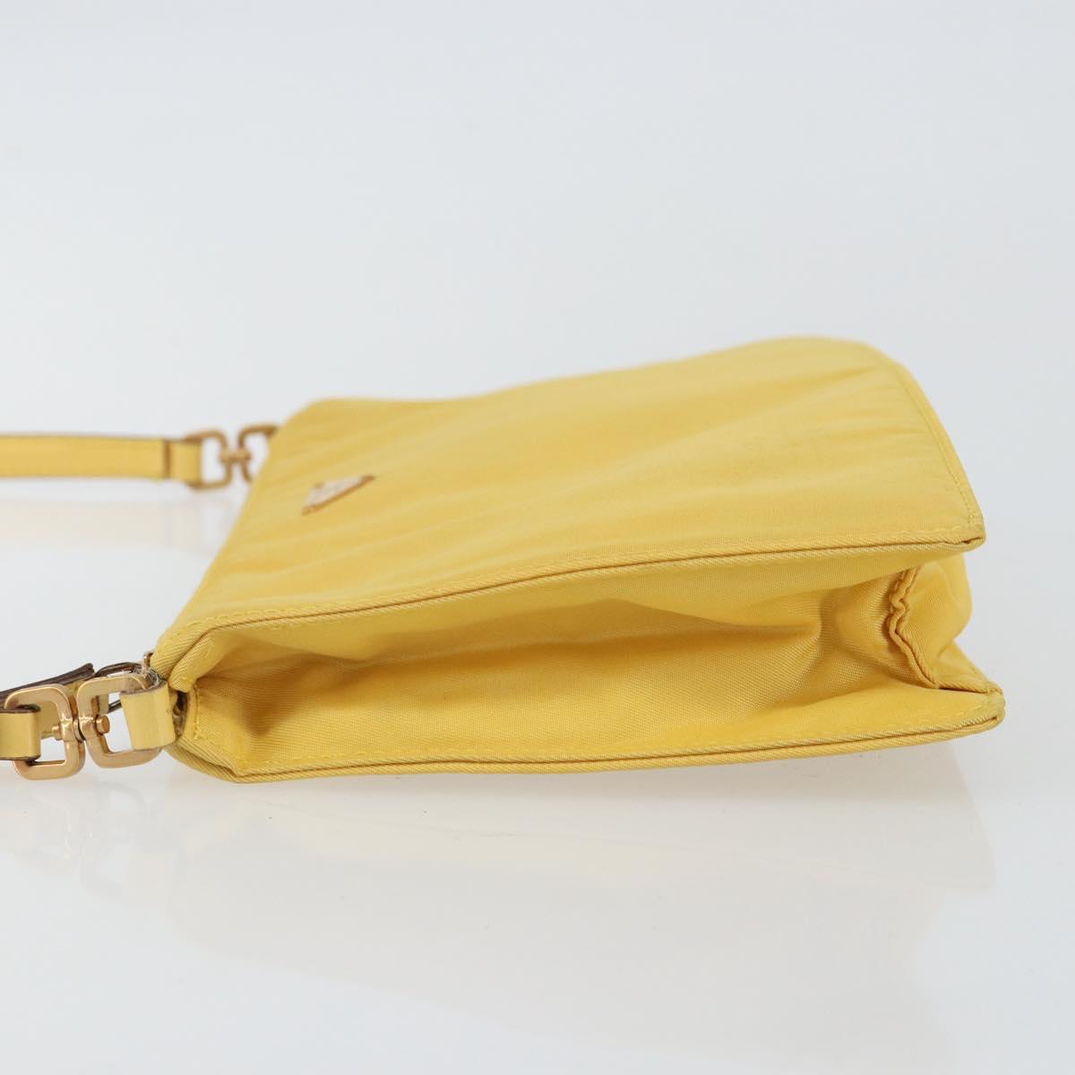 PRADA Shoulder Bag Nylon Yellow Gold Auth 143506