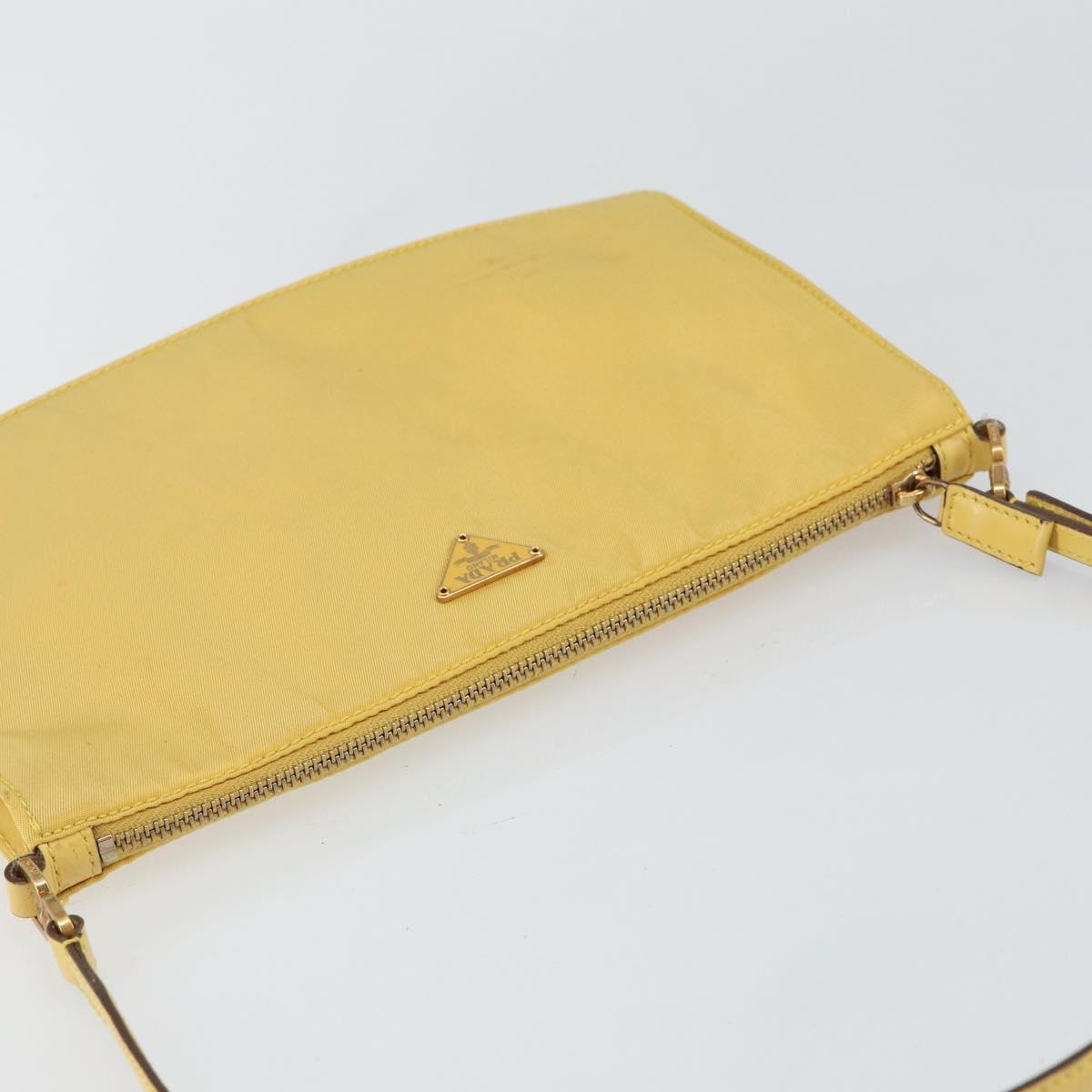 PRADA Shoulder Bag Nylon Yellow Gold Auth 143506