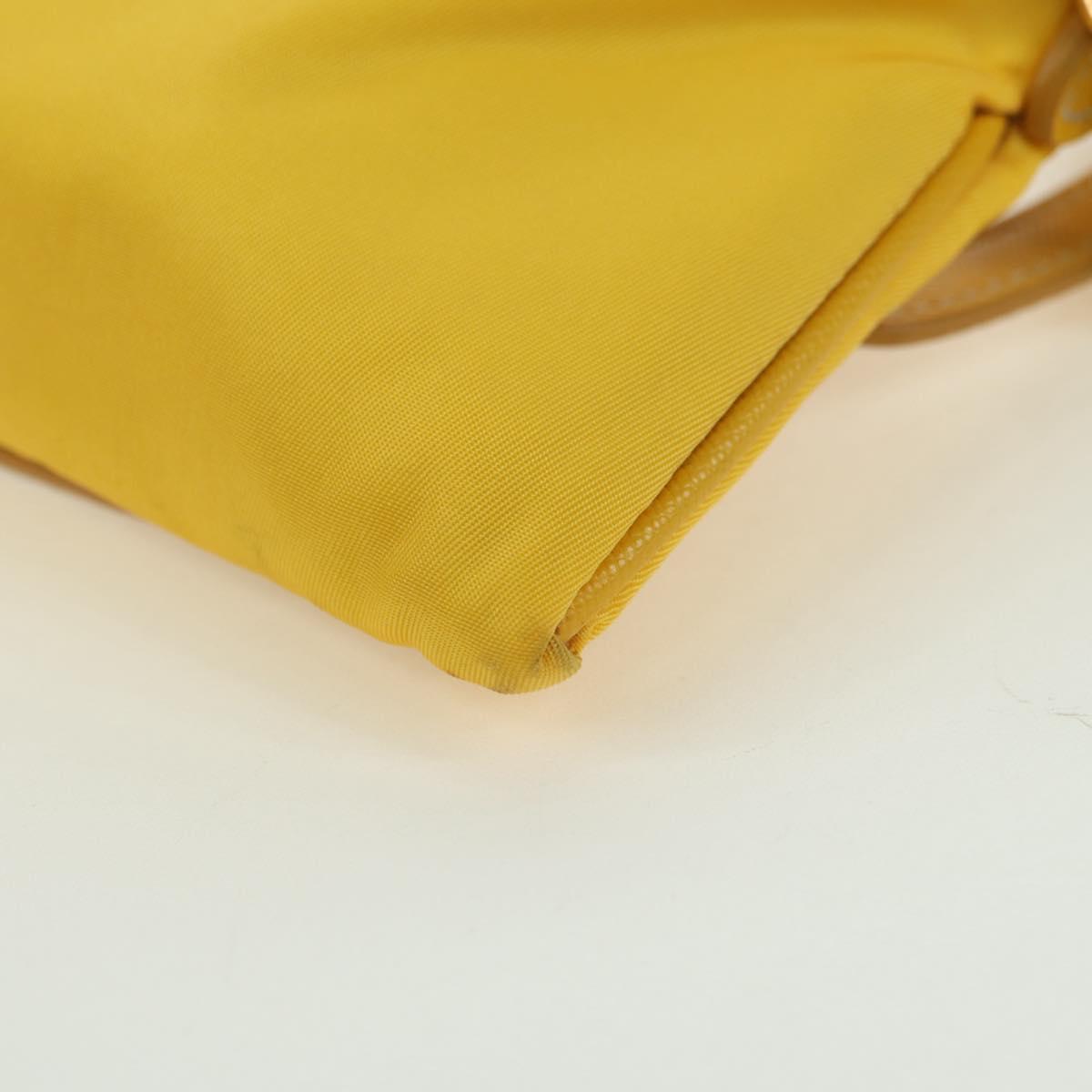 PRADA Chain Shoulder Bag Nylon Leather Yellow Gold Auth 143507