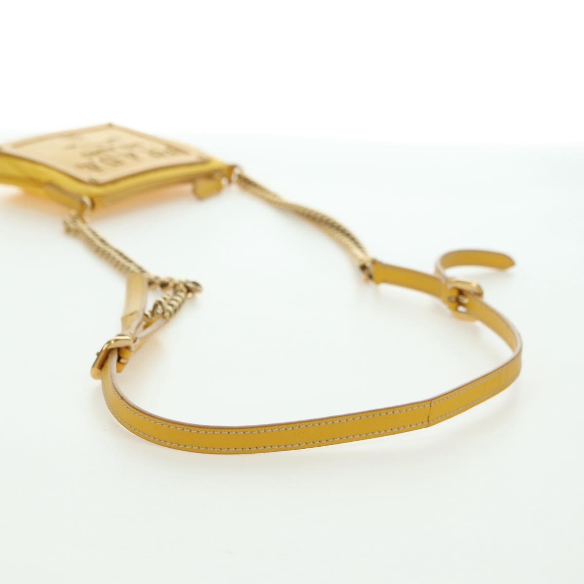 PRADA Chain Shoulder Bag Nylon Leather Yellow Gold Auth 143507