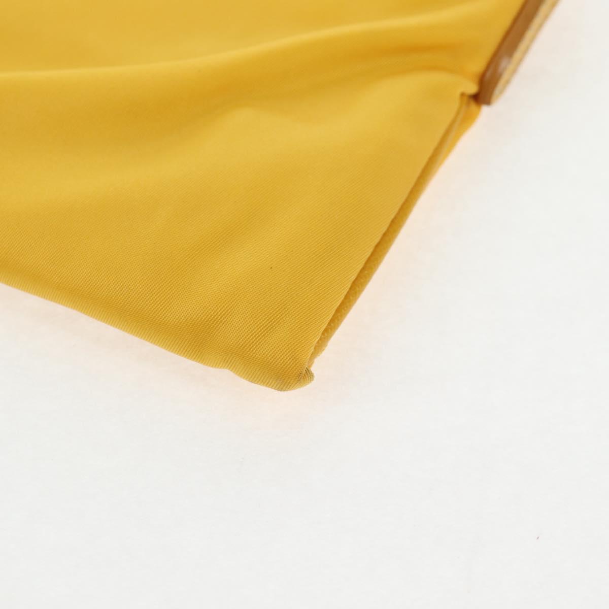 PRADA Chain Shoulder Bag Nylon Leather Yellow Gold Auth 143507V