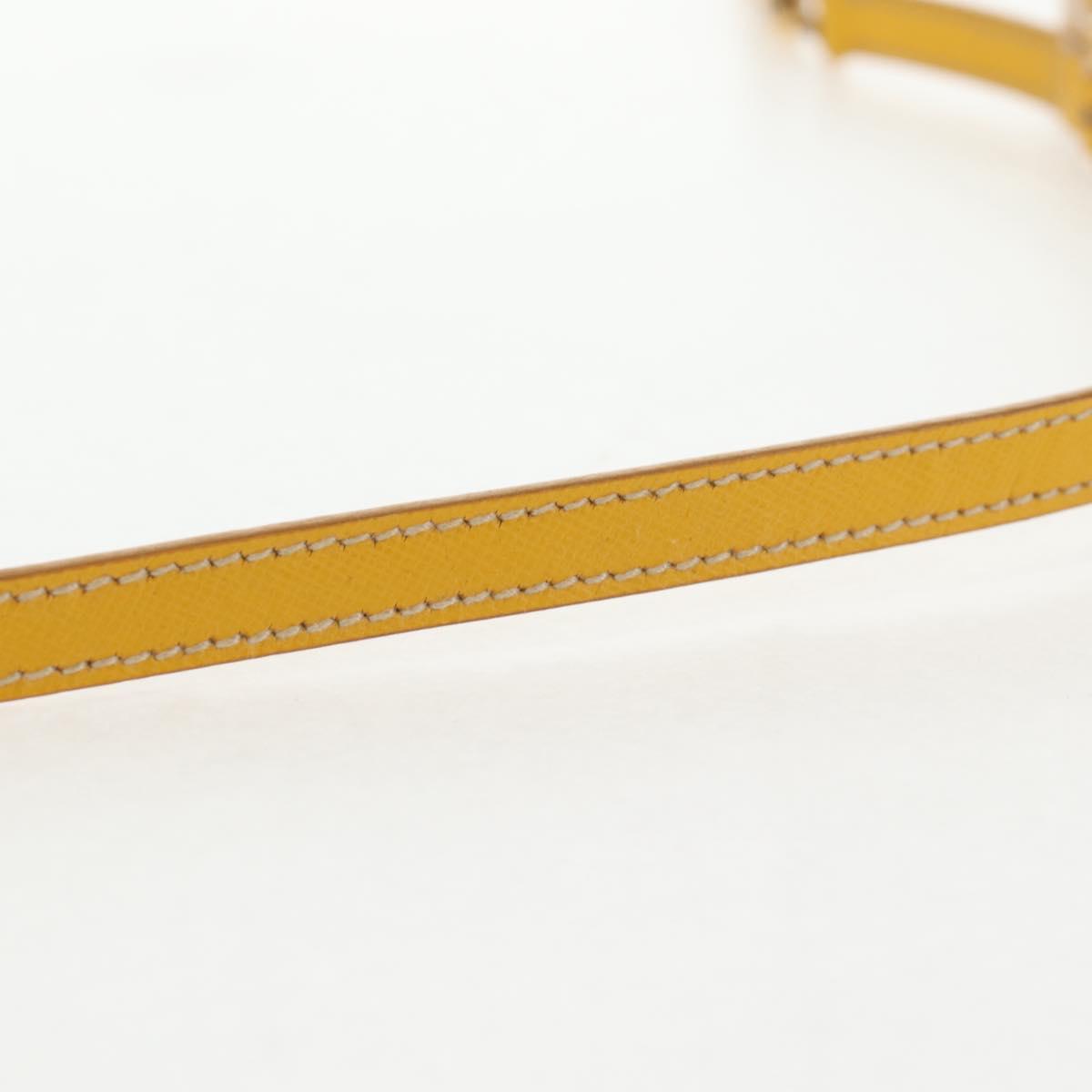 PRADA Chain Shoulder Bag Nylon Leather Yellow Gold Auth 143507V