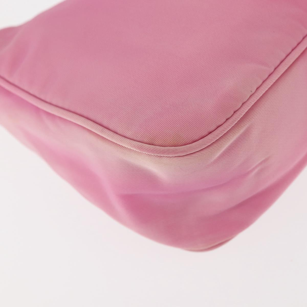 PRADA Hand Bag Nylon Pink Silver Auth 143508