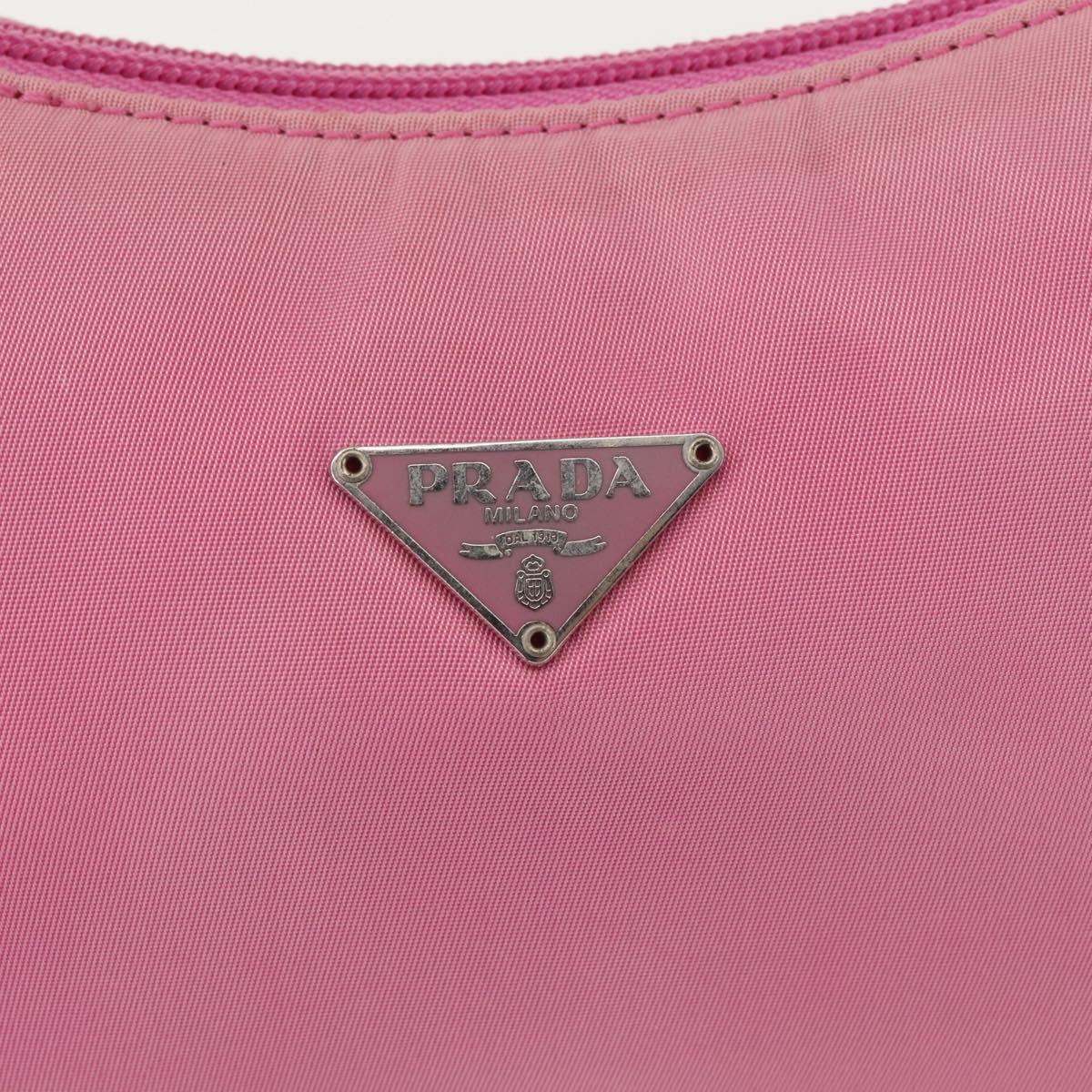 PRADA Hand Bag Nylon Pink Silver Auth 143508