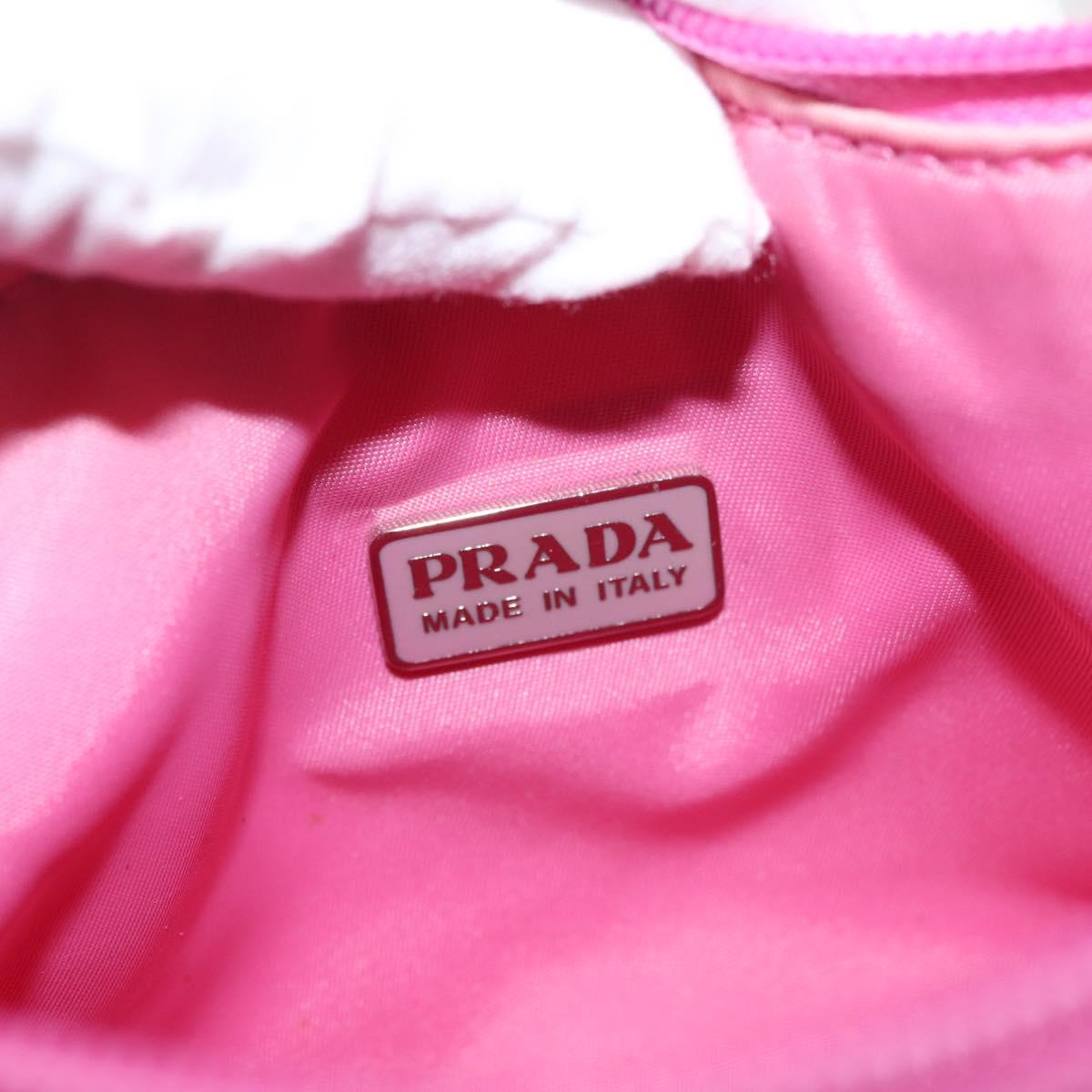 PRADA Hand Bag Nylon Pink Silver Auth 143508
