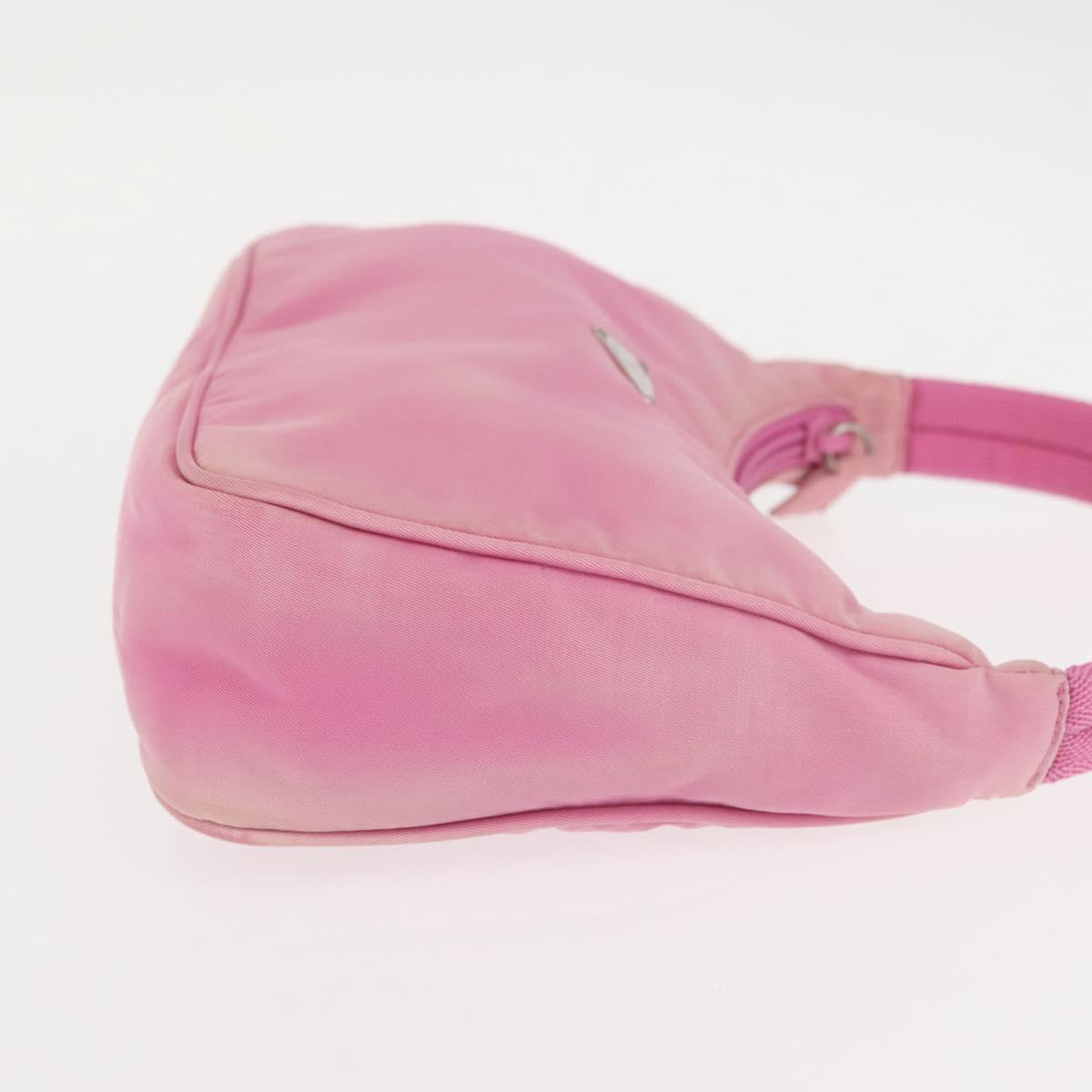 PRADA Hand Bag Nylon Pink Silver Auth 143508
