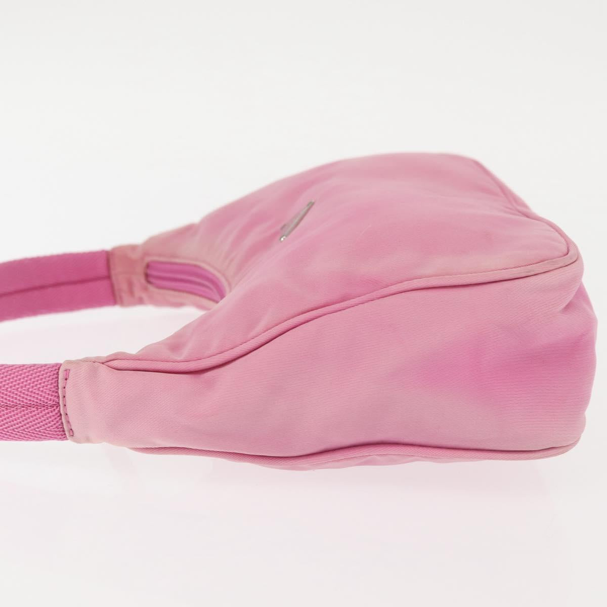 PRADA Hand Bag Nylon Pink Silver Auth 143508