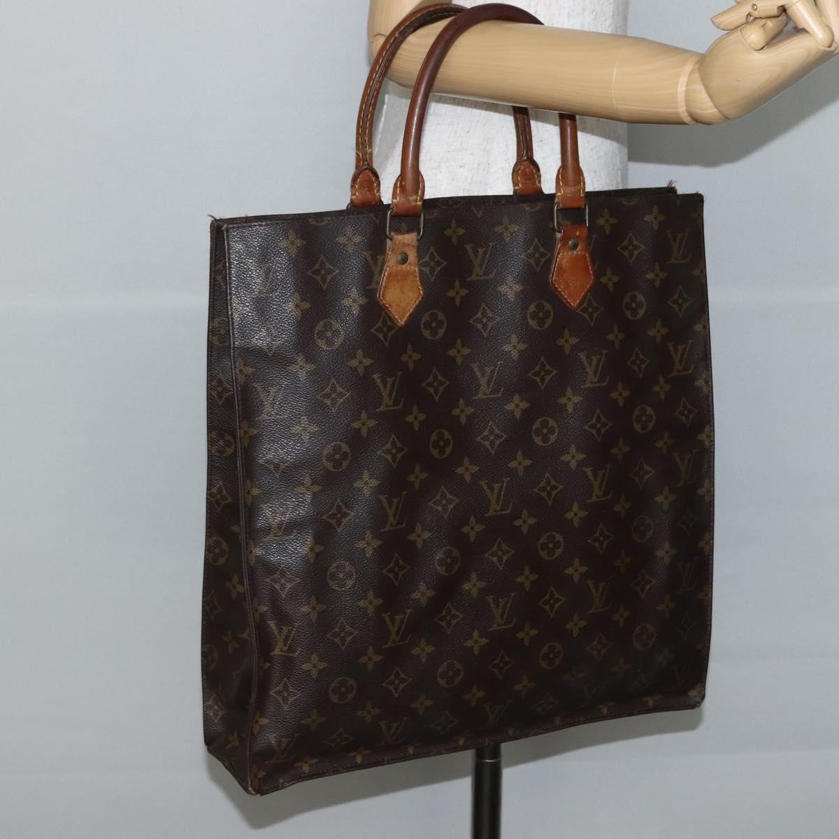 LOUIS VUITTON Monogram Sac Plat Hand Bag M51140 LV Auth 143529