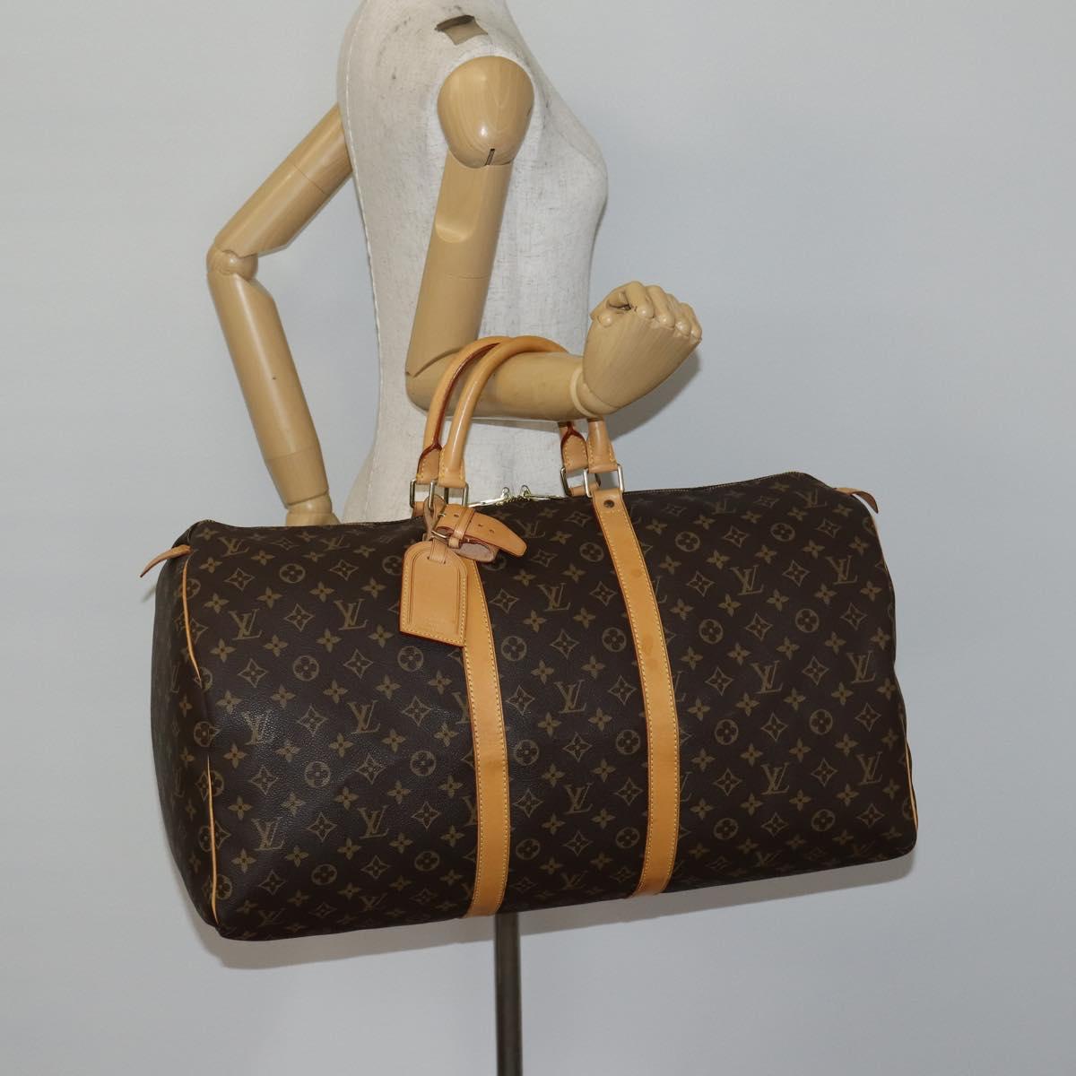 LOUIS VUITTON Monogram Keepall 55 Boston Bag M41424 LV Auth 143532V