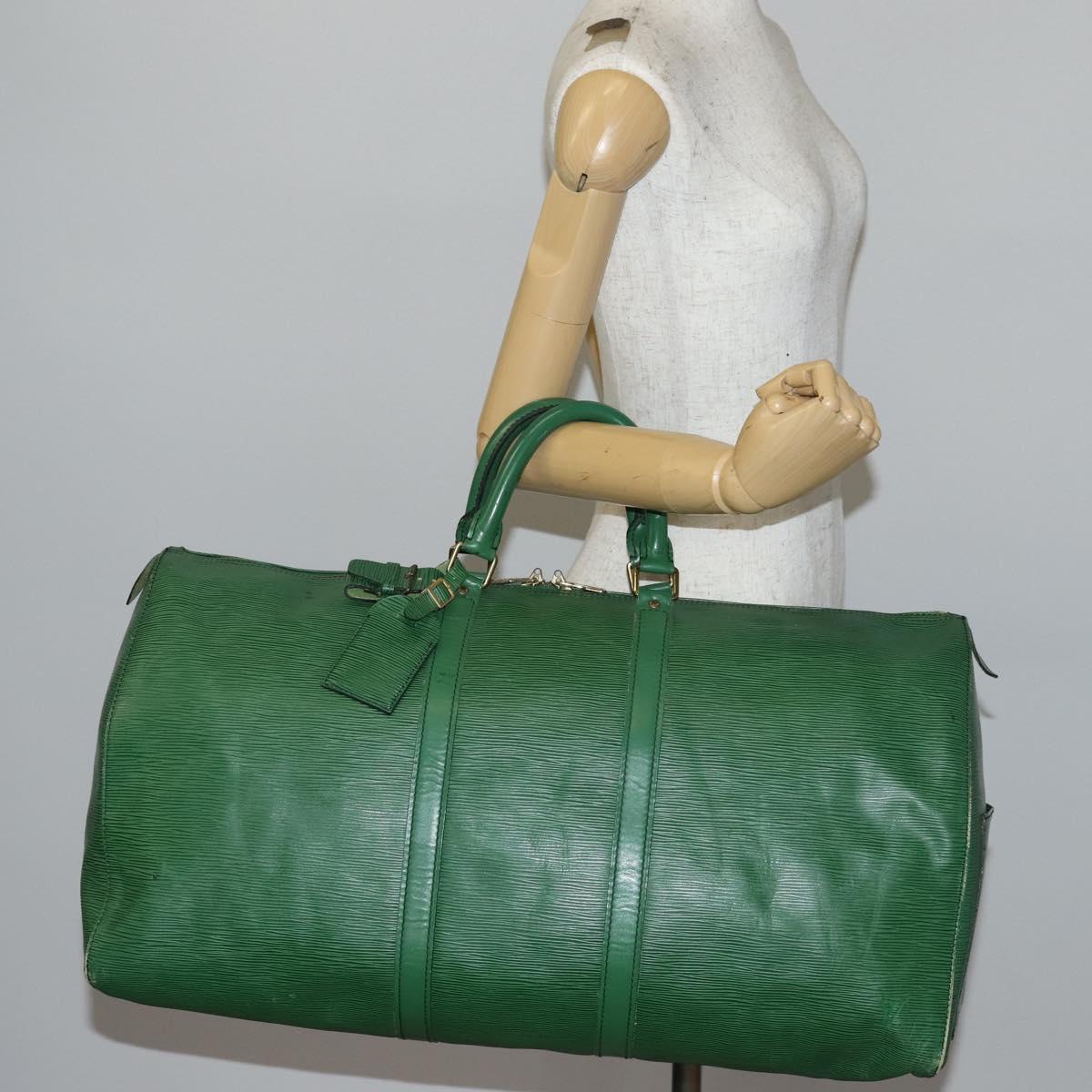 LOUIS VUITTON Epi Keepall 55 Boston Bag Green M42954 LV Auth 143563