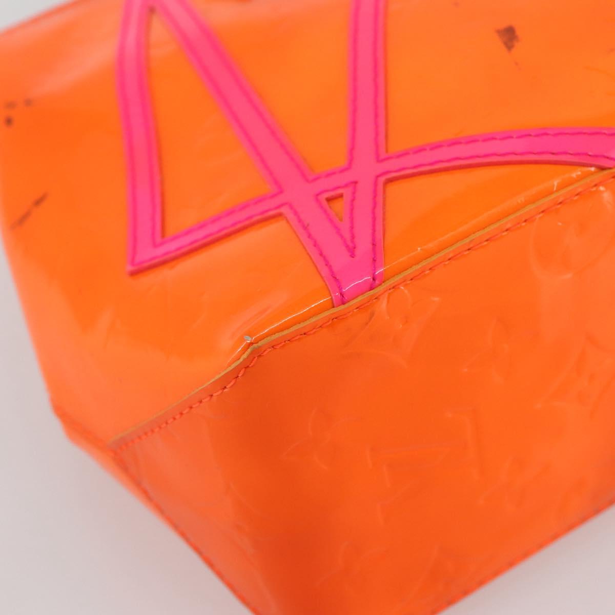 LOUIS VUITTON Monogram Vernis Fluo Reade PM Bag Pink Orange M91903 Auth 143574