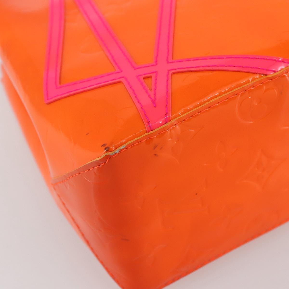 LOUIS VUITTON Monogram Vernis Fluo Reade PM Bag Pink Orange M91903 Auth 143574