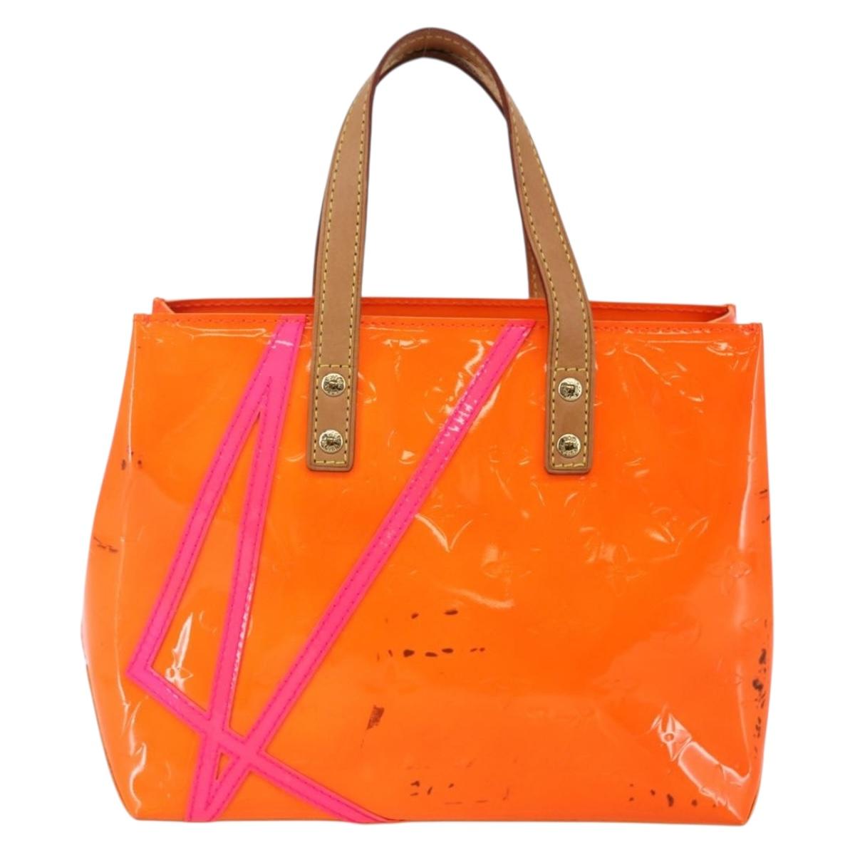 LOUIS VUITTON Monogram Vernis Fluo Reade PM Bag Pink Orange M91903 Auth 143574