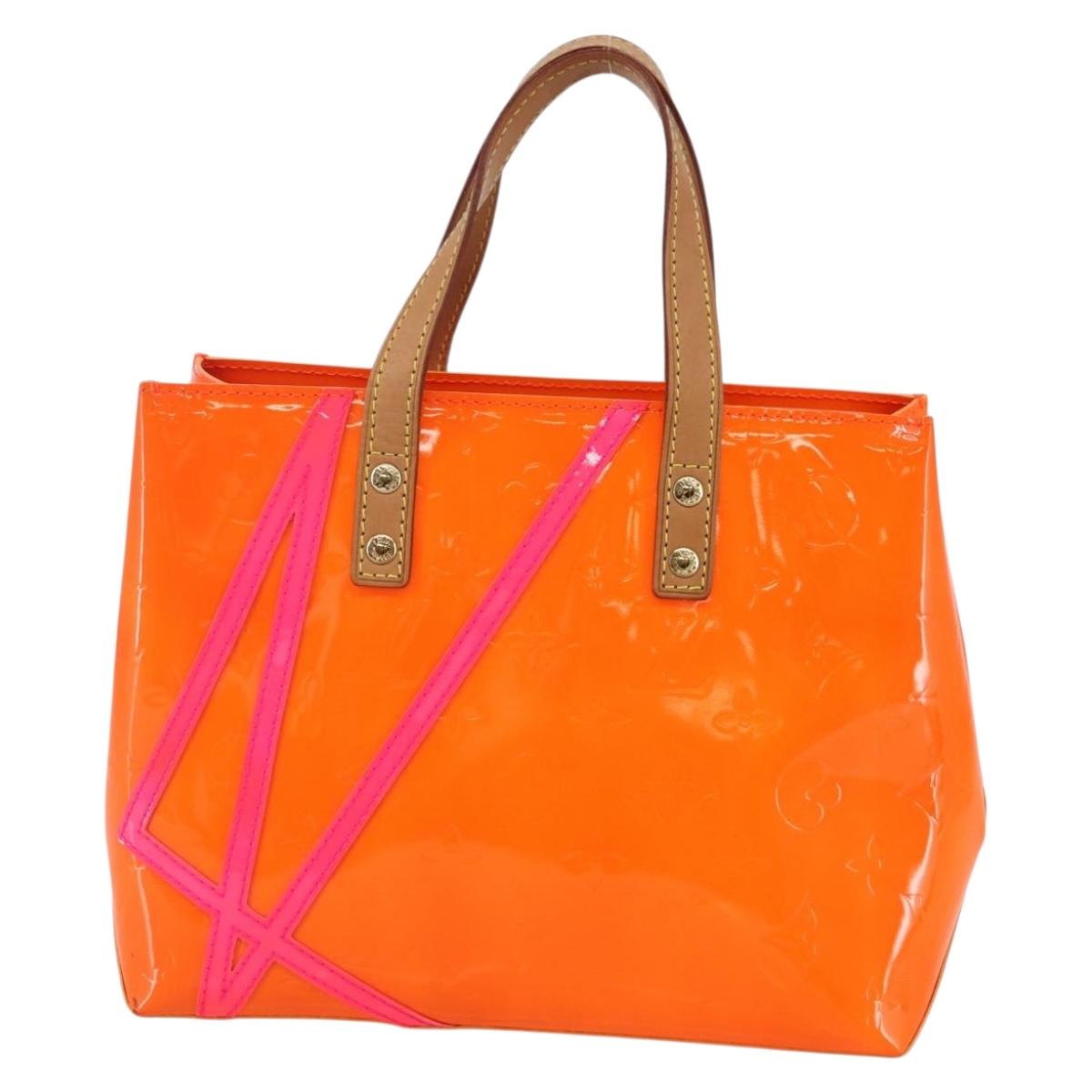 LOUIS VUITTON Monogram Vernis Fluo Reade PM Bag Pink Orange M91903 Auth 143574