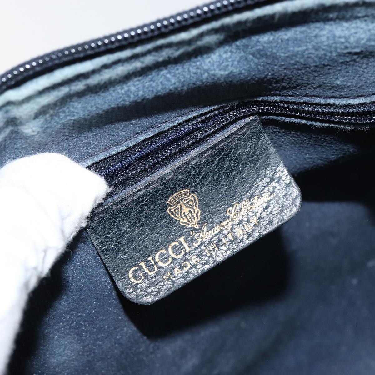 GUCCI GG Supreme Sherry Line Boston Bag PVC Navy Gold Red Auth 143577