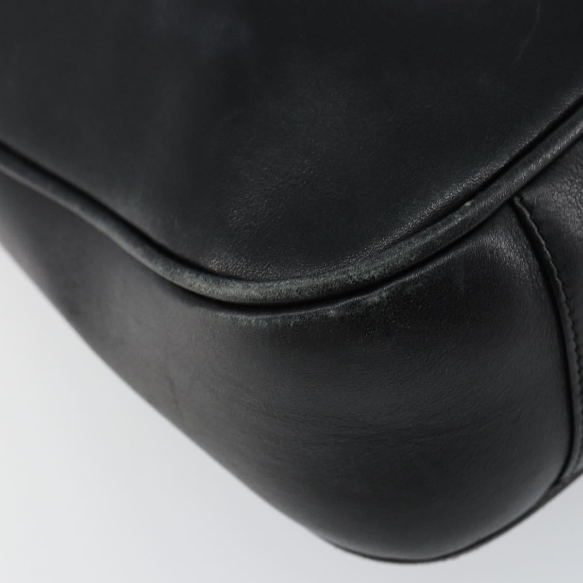 GUCCI Bamboo Hand Bag Leather 2way Black Gold Auth 143579