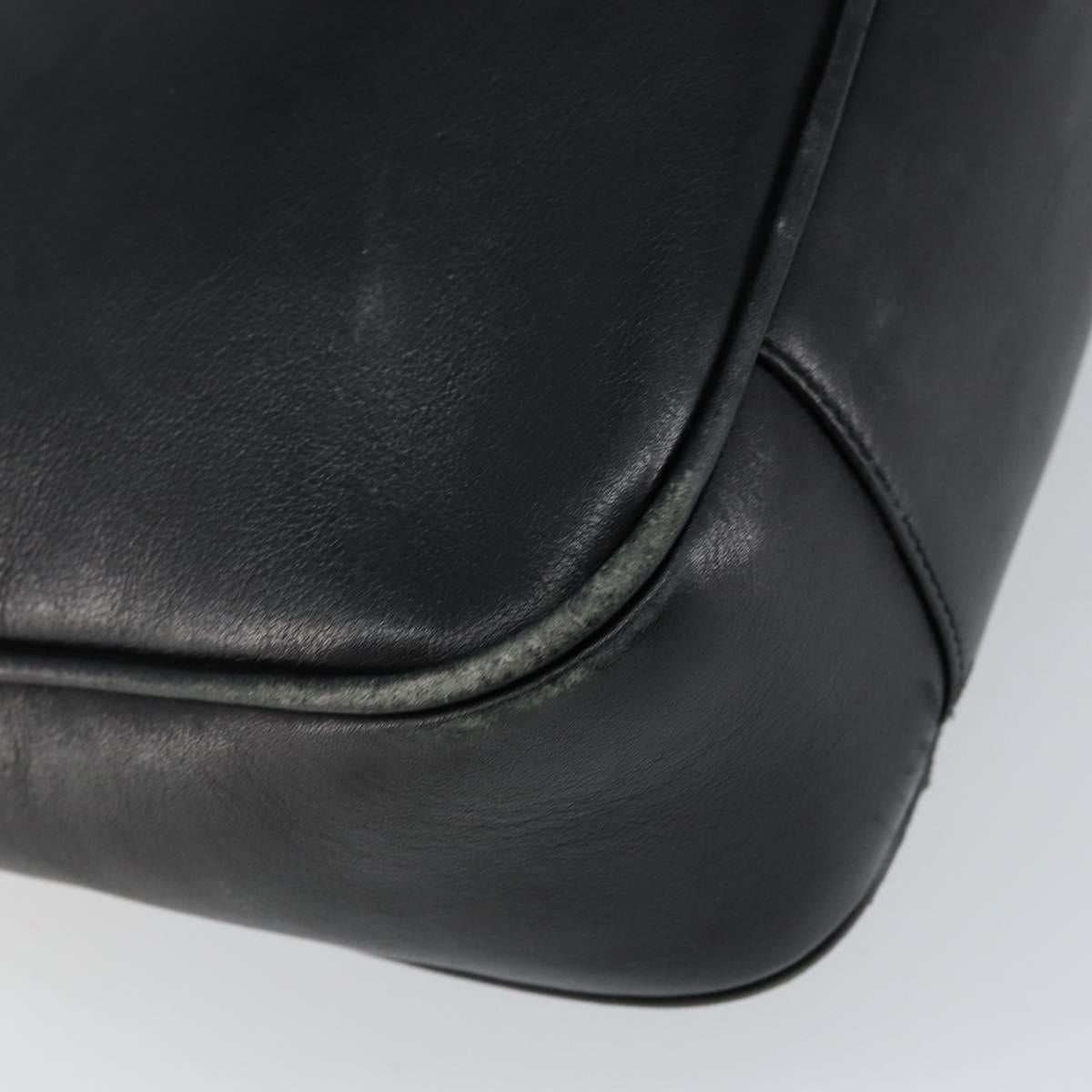 GUCCI Bamboo Hand Bag Leather 2way Black Gold Auth 143579
