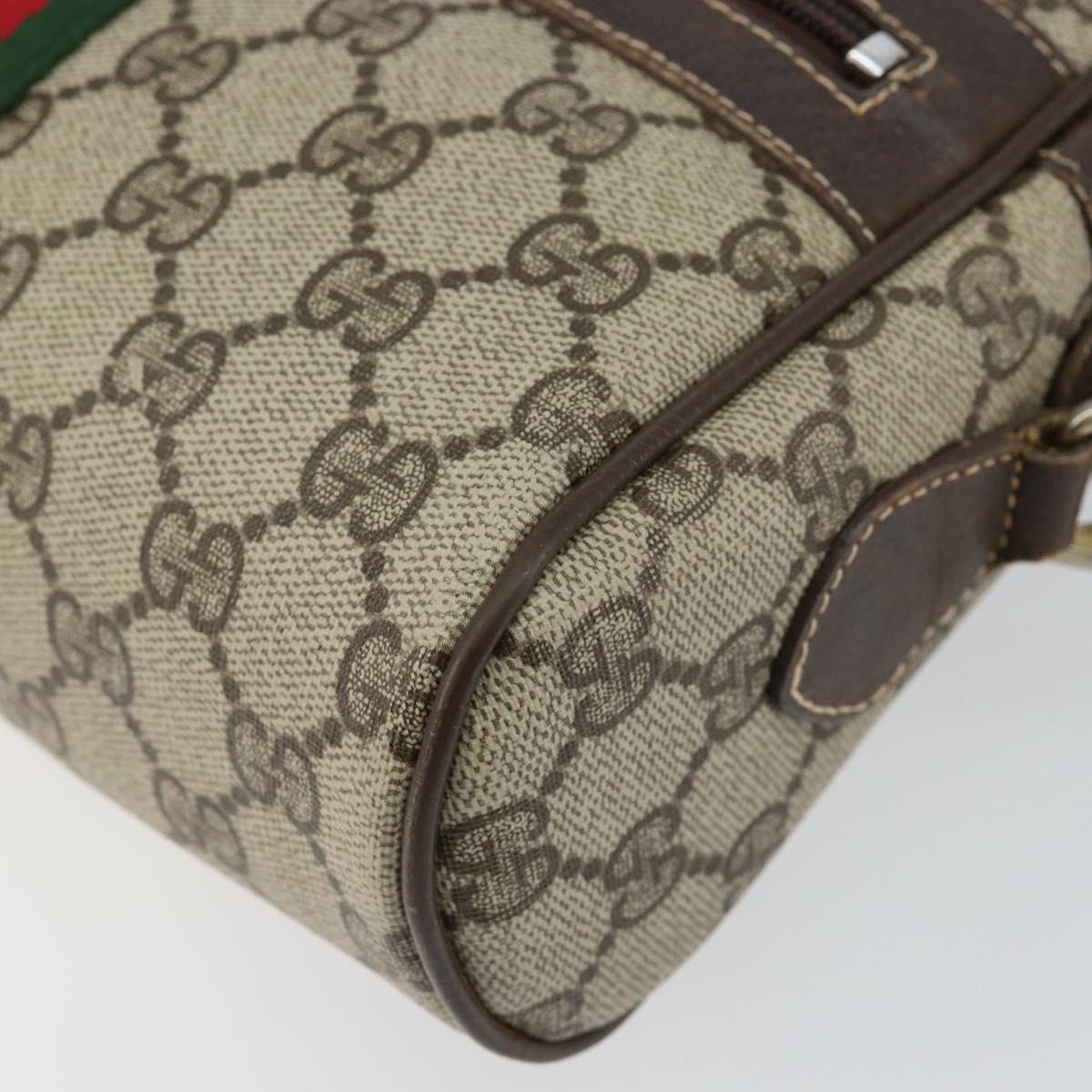 GUCCI GG Supreme Web Sherry Line Shoulder Bag PVC Beige Gold Auth 143580