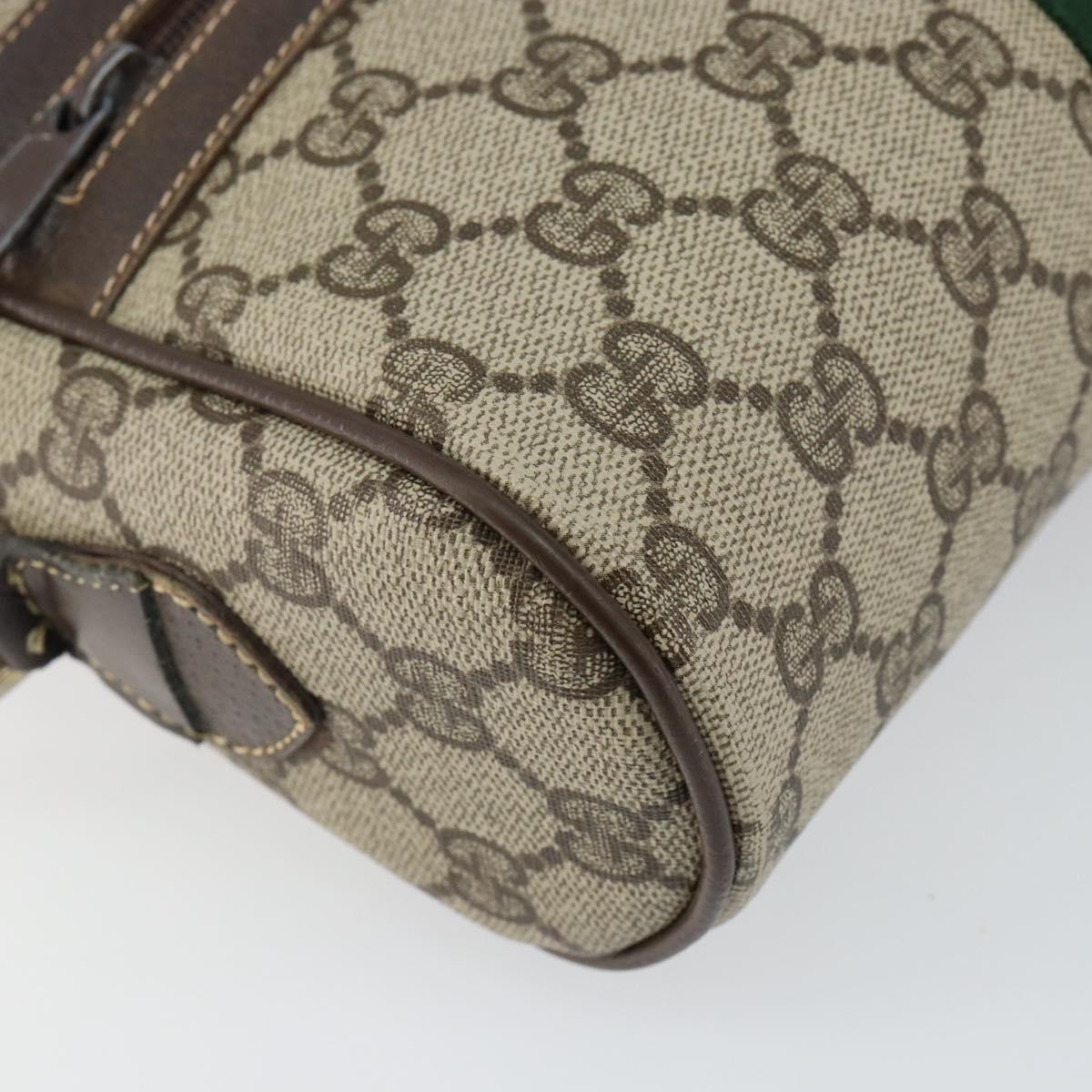 GUCCI GG Supreme Web Sherry Line Shoulder Bag PVC Beige Gold Auth 143580