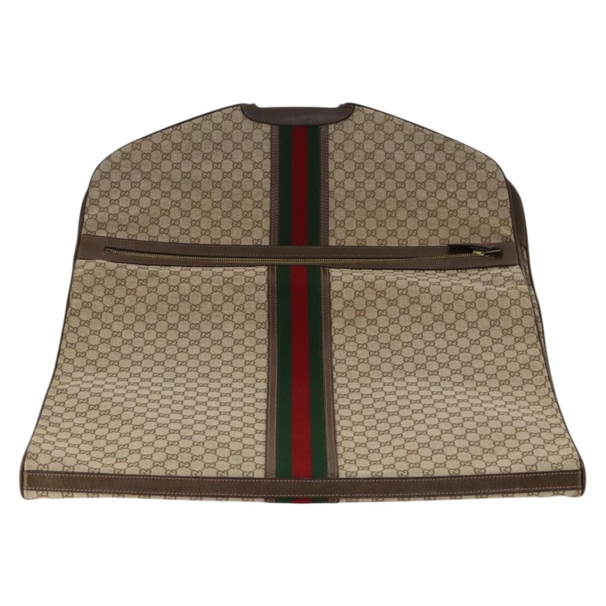 GUCCI GG Canvas Web Sherry Line Garment Cover Beige Red Green Auth 143581