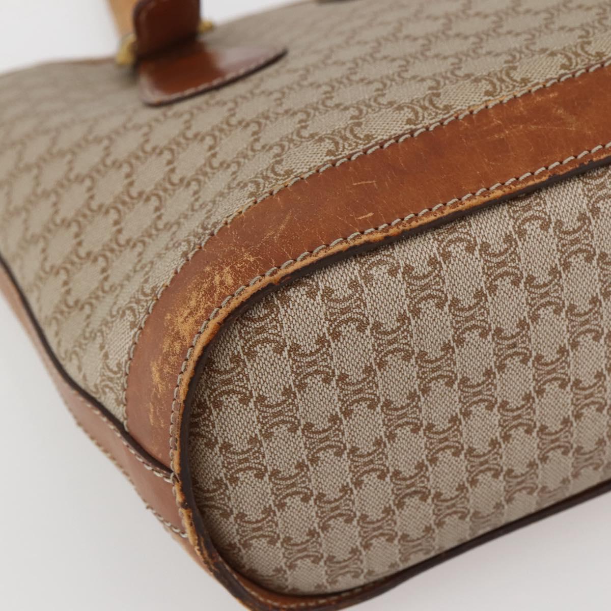 CELINE Macadam Canvas Tote Bag PVC Beige Gold Auth 143582