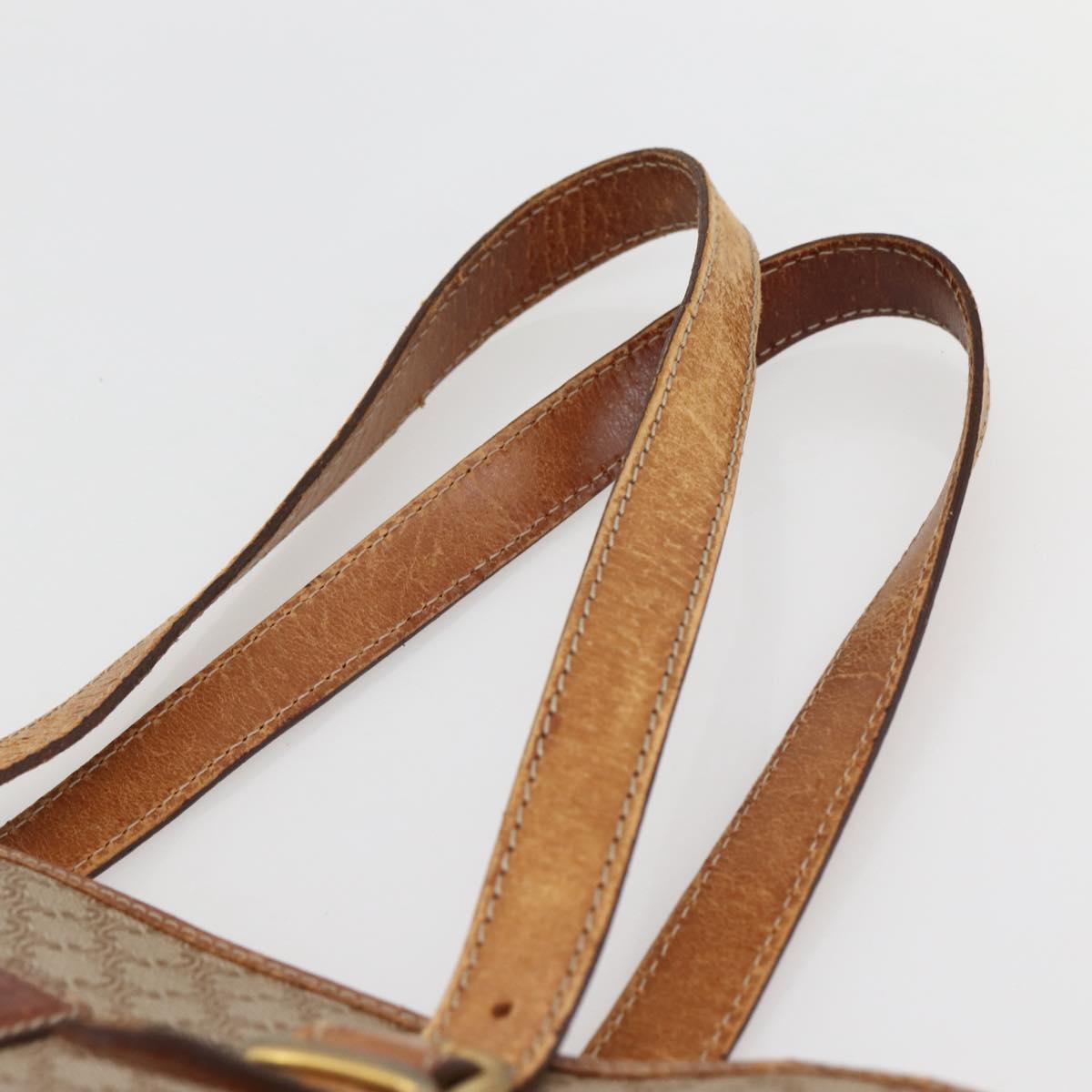 CELINE Macadam Canvas Tote Bag PVC Beige Gold Auth 143582