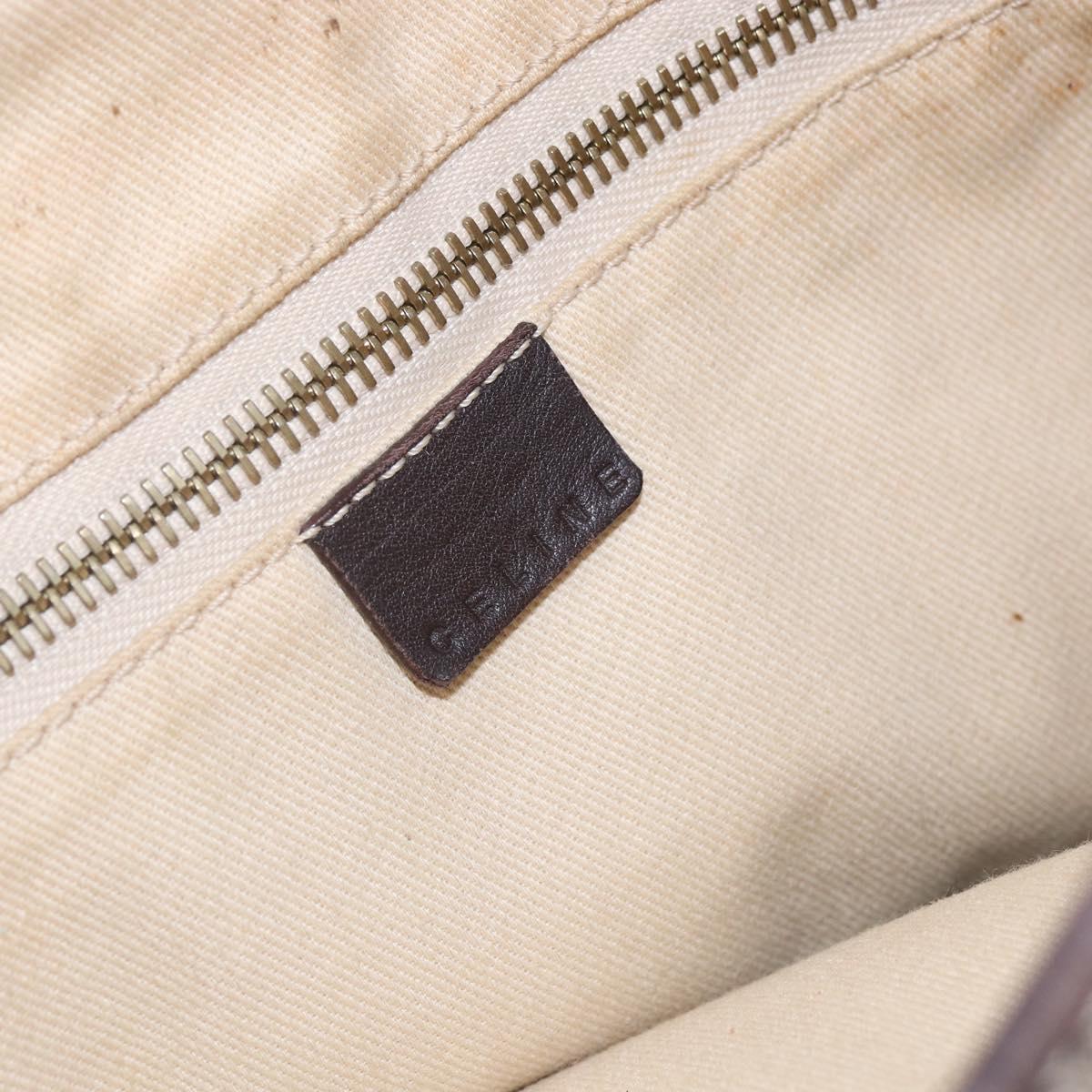 CELINE Macadam Canvas Shoulder Bag PVC Leather White gold Auth 143583