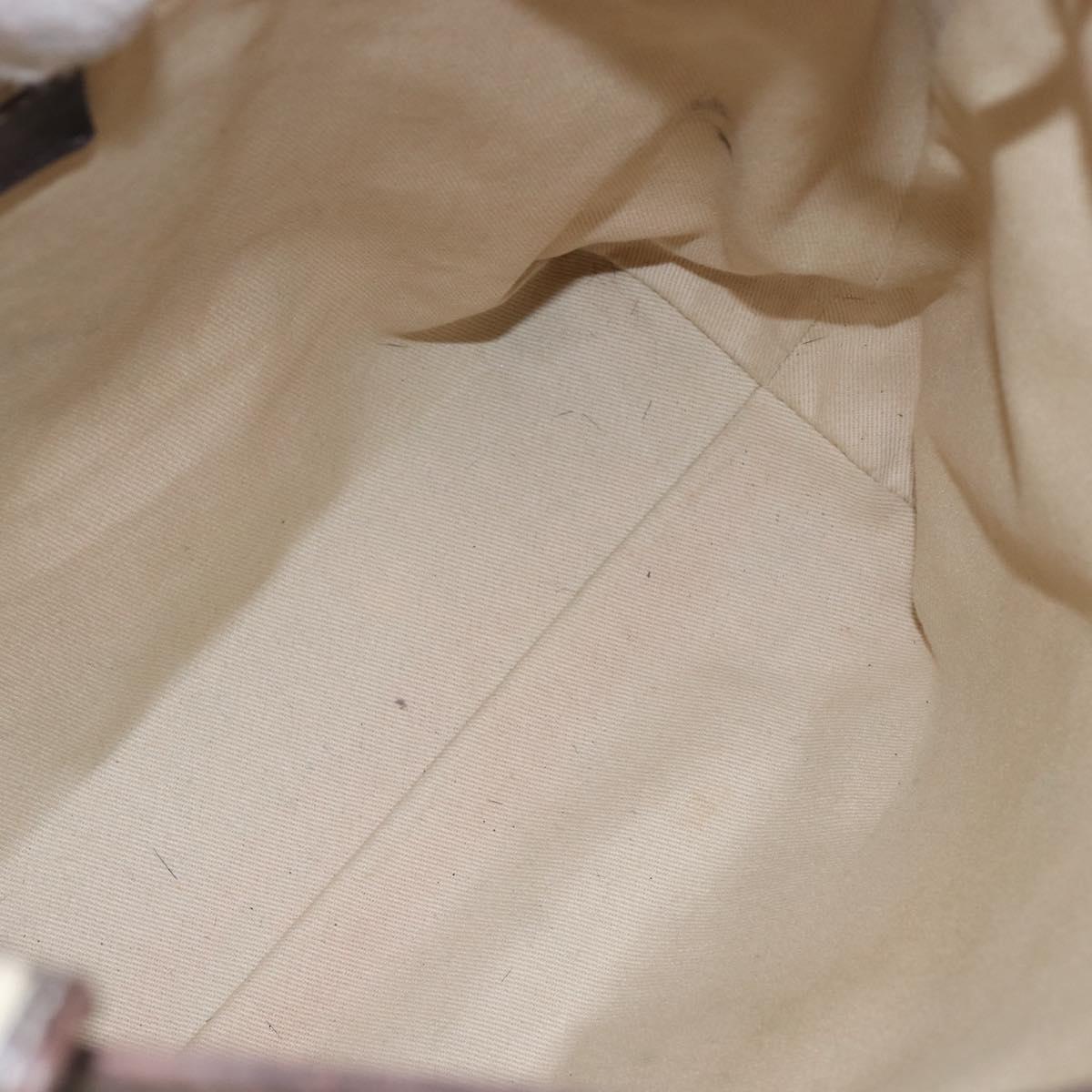 CELINE Macadam Canvas Shoulder Bag PVC Leather White gold Auth 143583