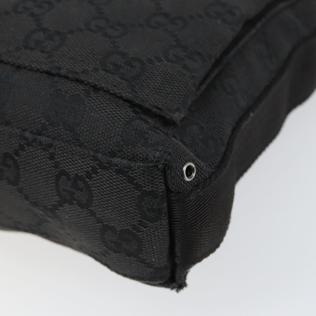 GUCCI GG Canvas Jackie Shoulder Bag Black Silver 92646 Auth 143584