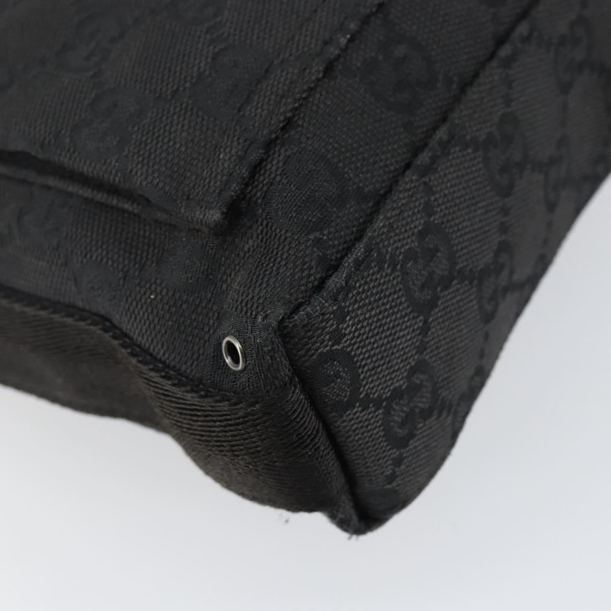 GUCCI GG Canvas Jackie Shoulder Bag Black Silver 92646 Auth 143584