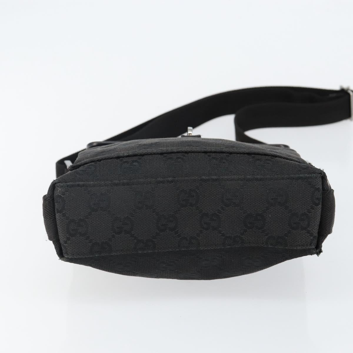 GUCCI GG Canvas Jackie Shoulder Bag Black Silver 92646 Auth 143584