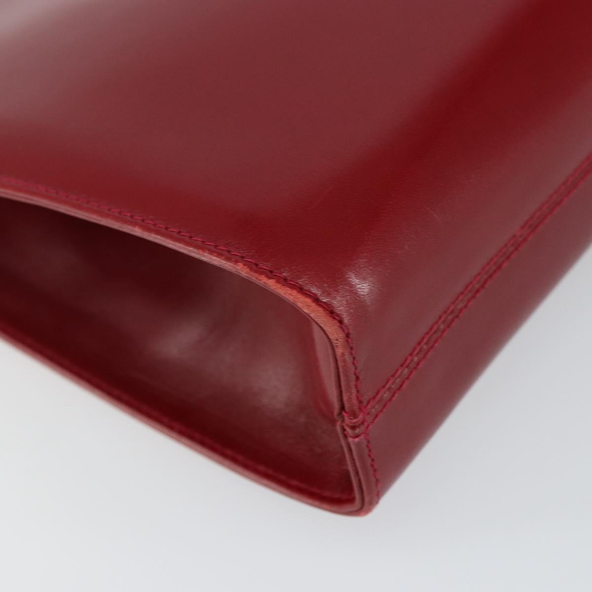 Salvatore Ferragamo Gancini Chain Shoulder Bag Leather Red Gold Auth 143586