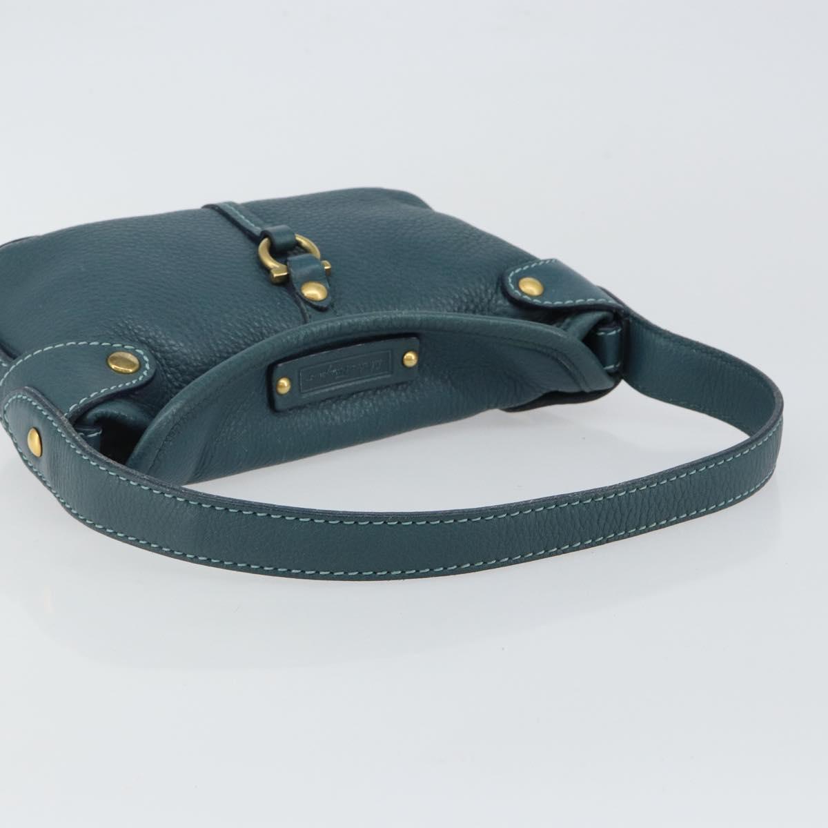 Salvatore Ferragamo Gancini Shoulder Bag Leather Blue Gold Auth 143587