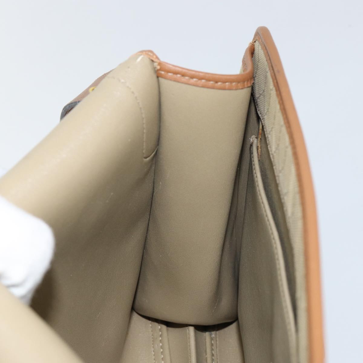 Christian Dior Honeycomb Canvas Shoulder Bag Beige Gold Auth 143588