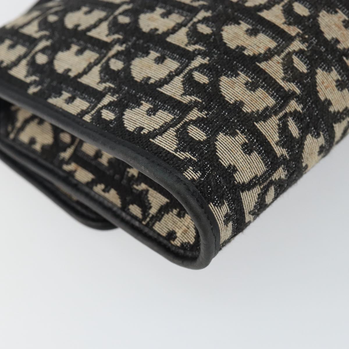 Christian Dior Trotter Canvas Shoulder Bag Navy Gold Auth 143589